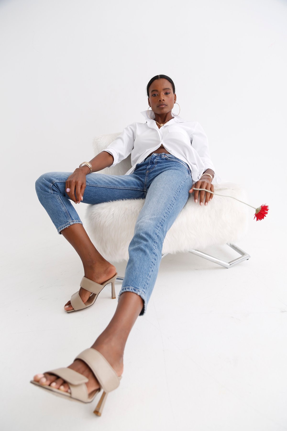 Mavi Yüksek Bel Boyfriend Jean 
