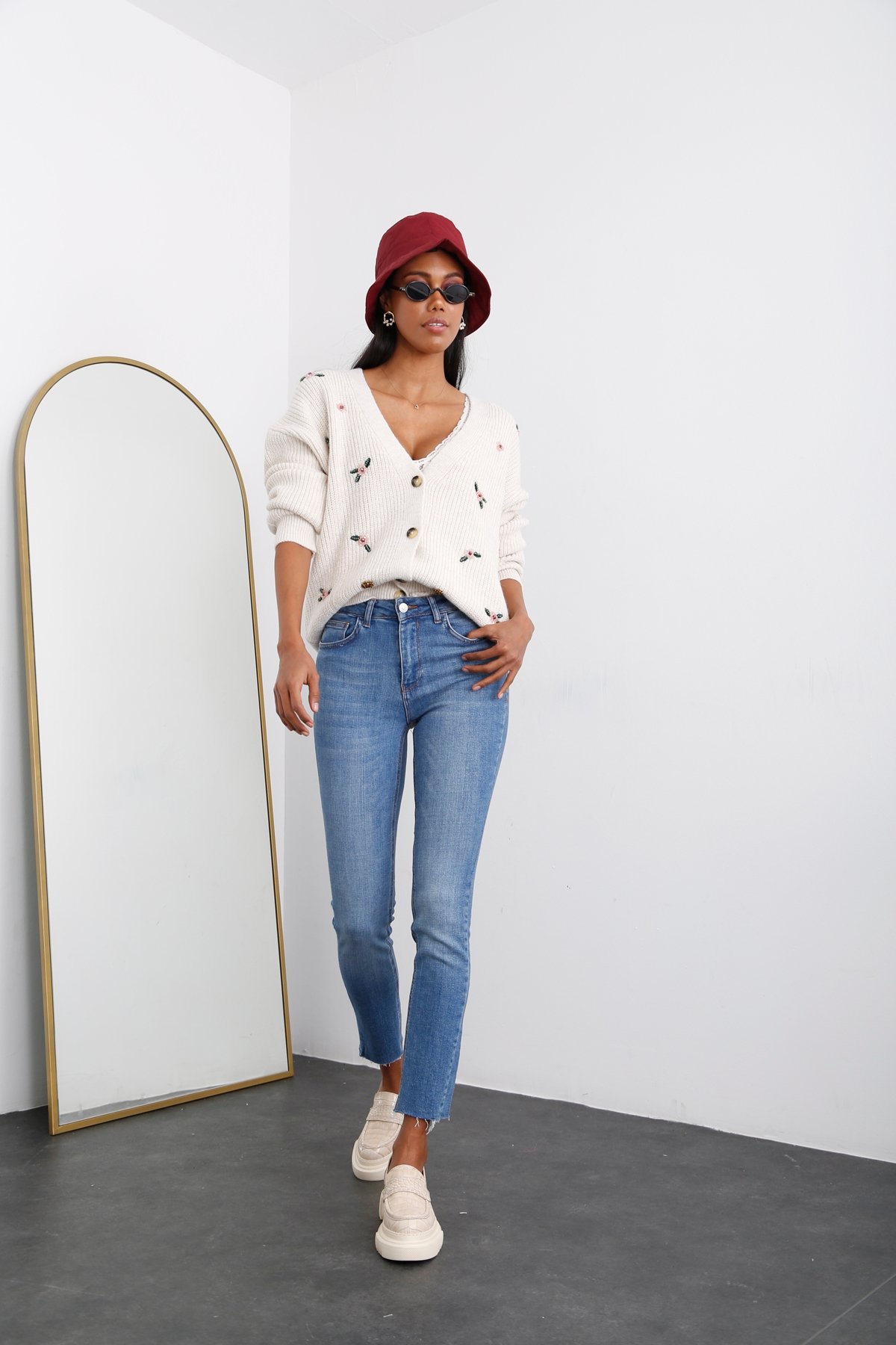 Mavi Yüksek Bel Likralı Skinny Jean 