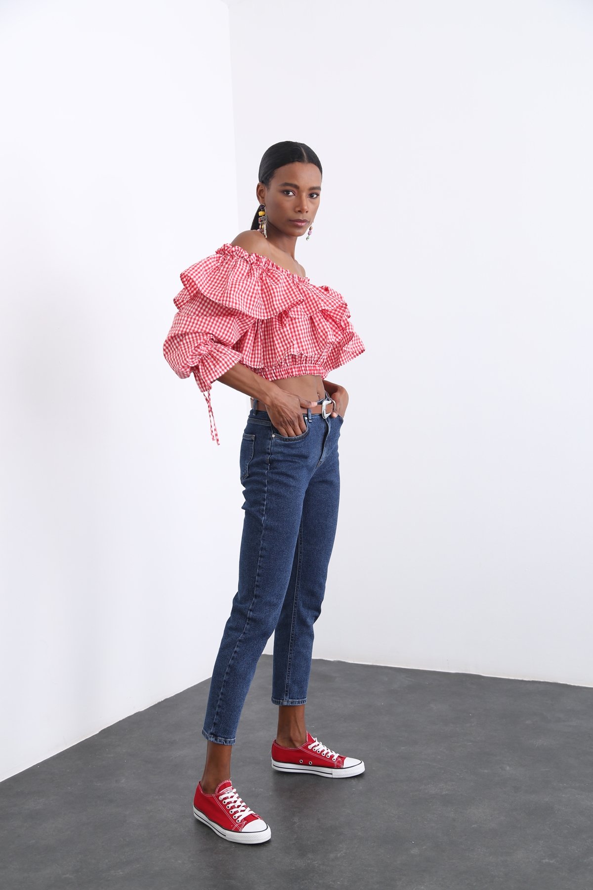 Mavi Yüksek Bel Mom Fit Jean D-151