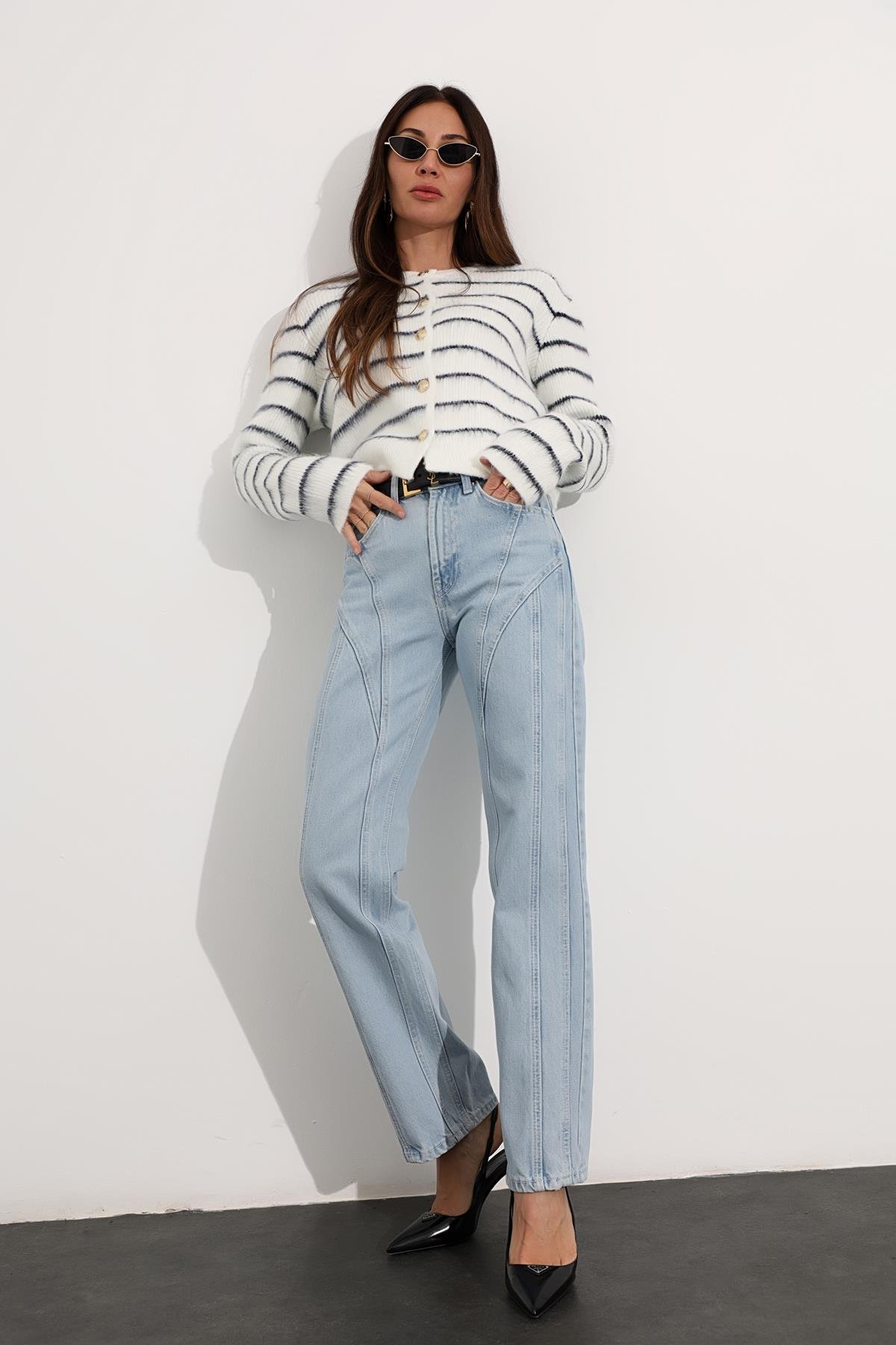Mavi Yüksek Bel Straight Fit Jean 