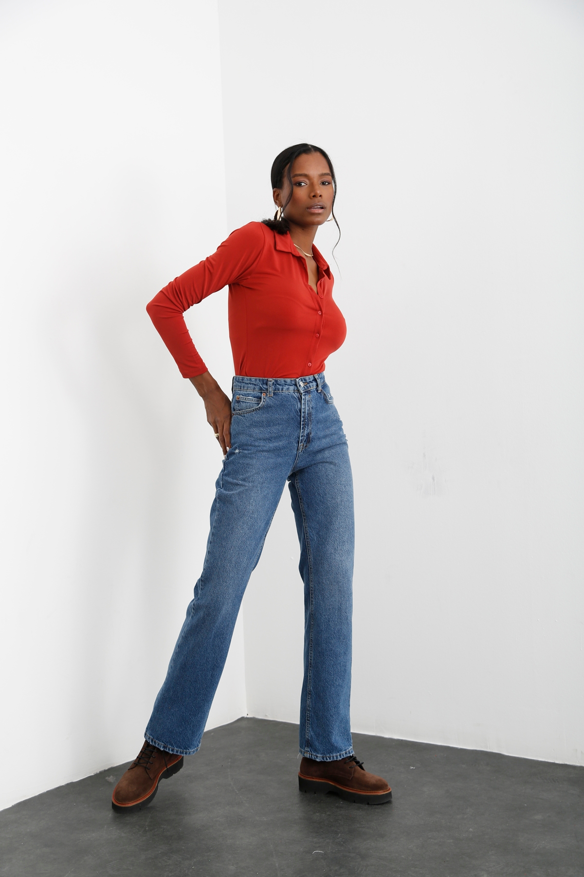 Mavi Yüksek Bel Straight Fit Jean 21396