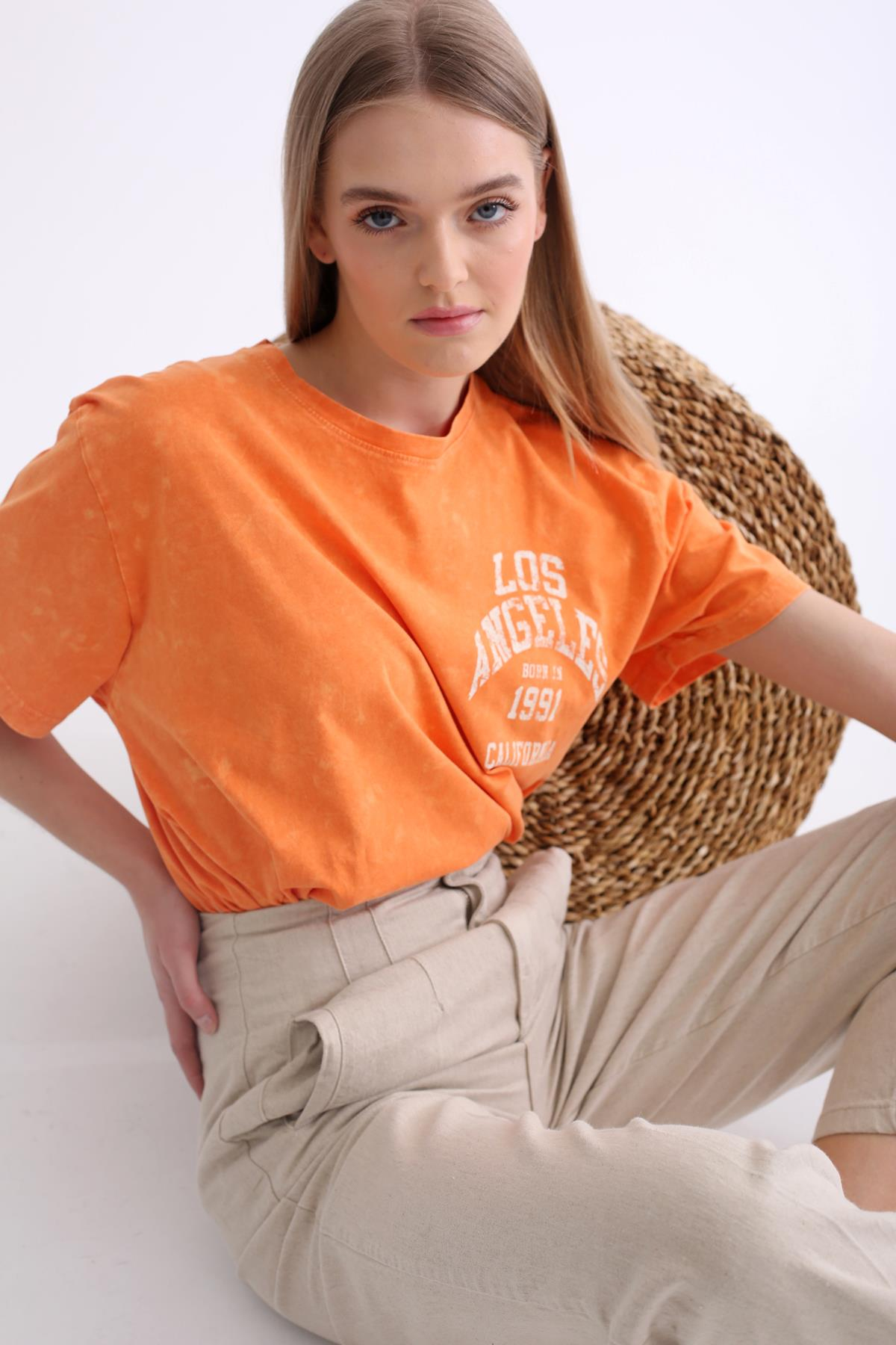 Oranj Los Angeles Baskılı Tshirt 14156