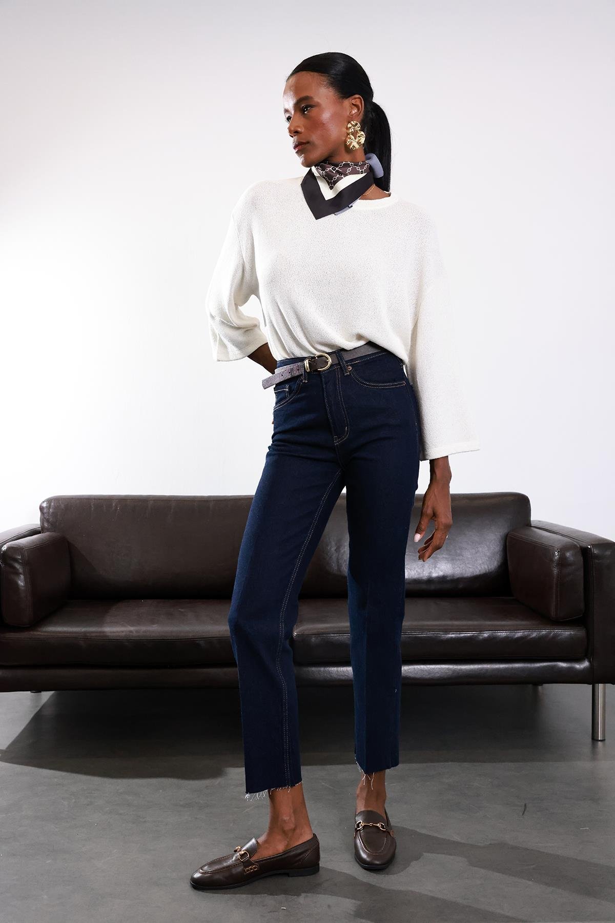 Rins Yıkamalı Yüksek Bel Boyfit Jean 