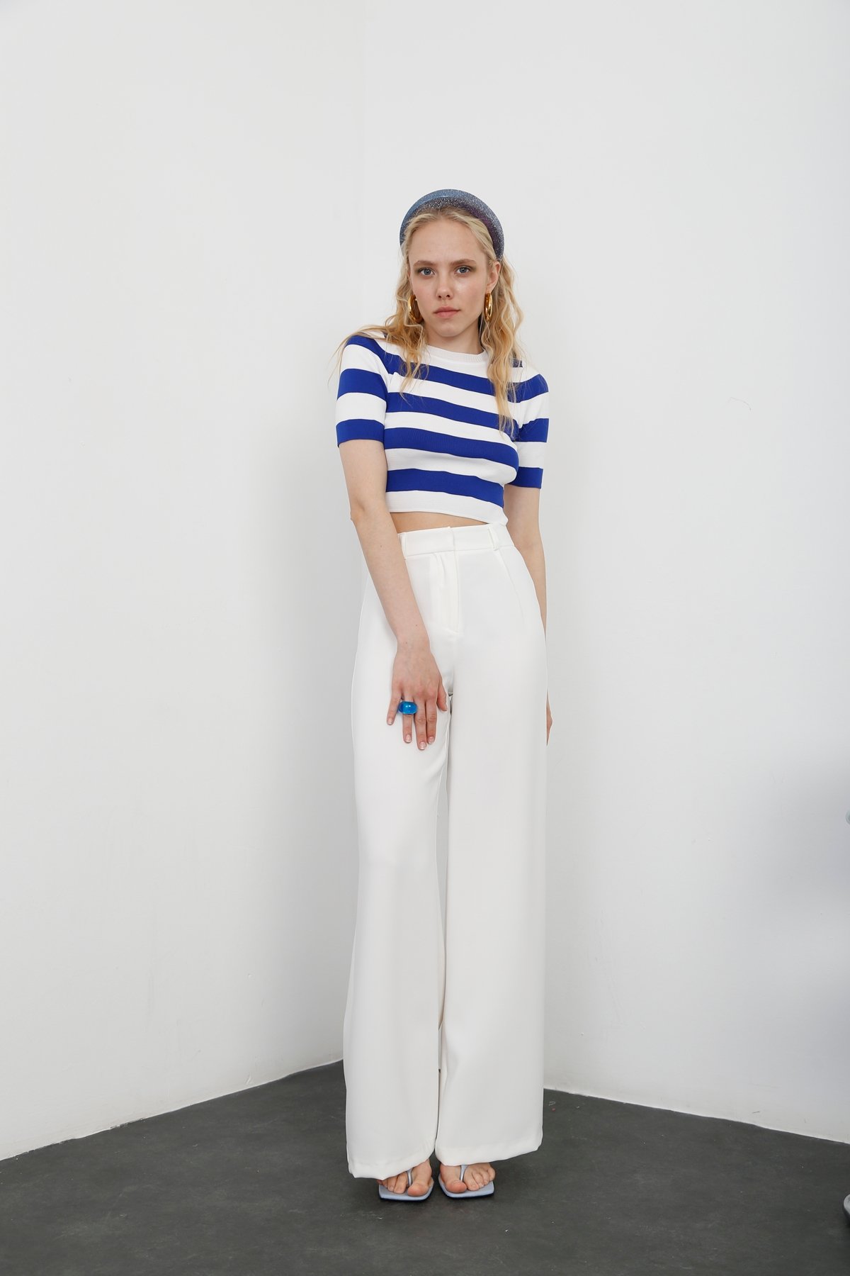 Saks Çizgili Triko Bluz 4001