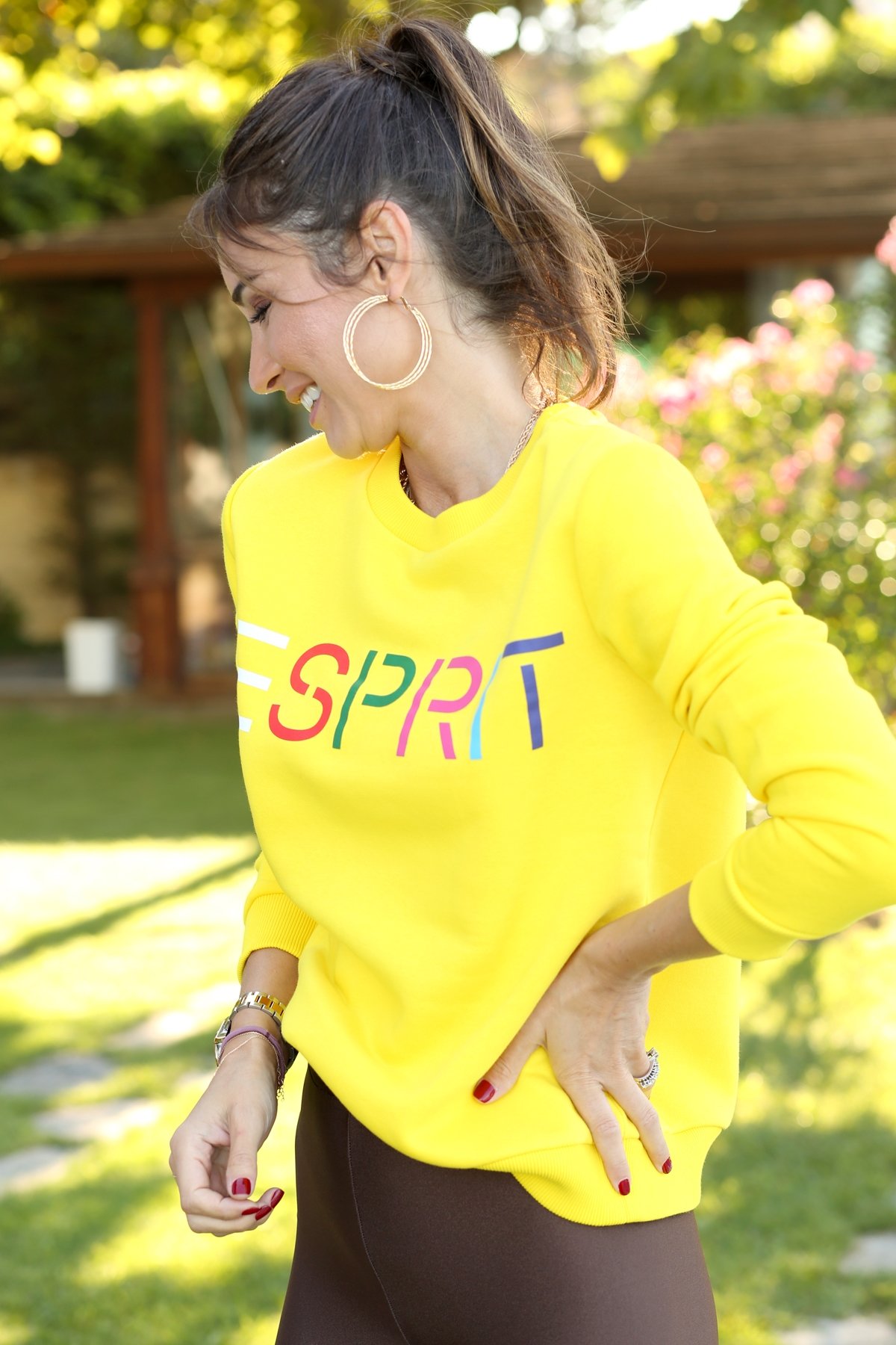 Sarı Esprıt Baskılı Sweatshirt 