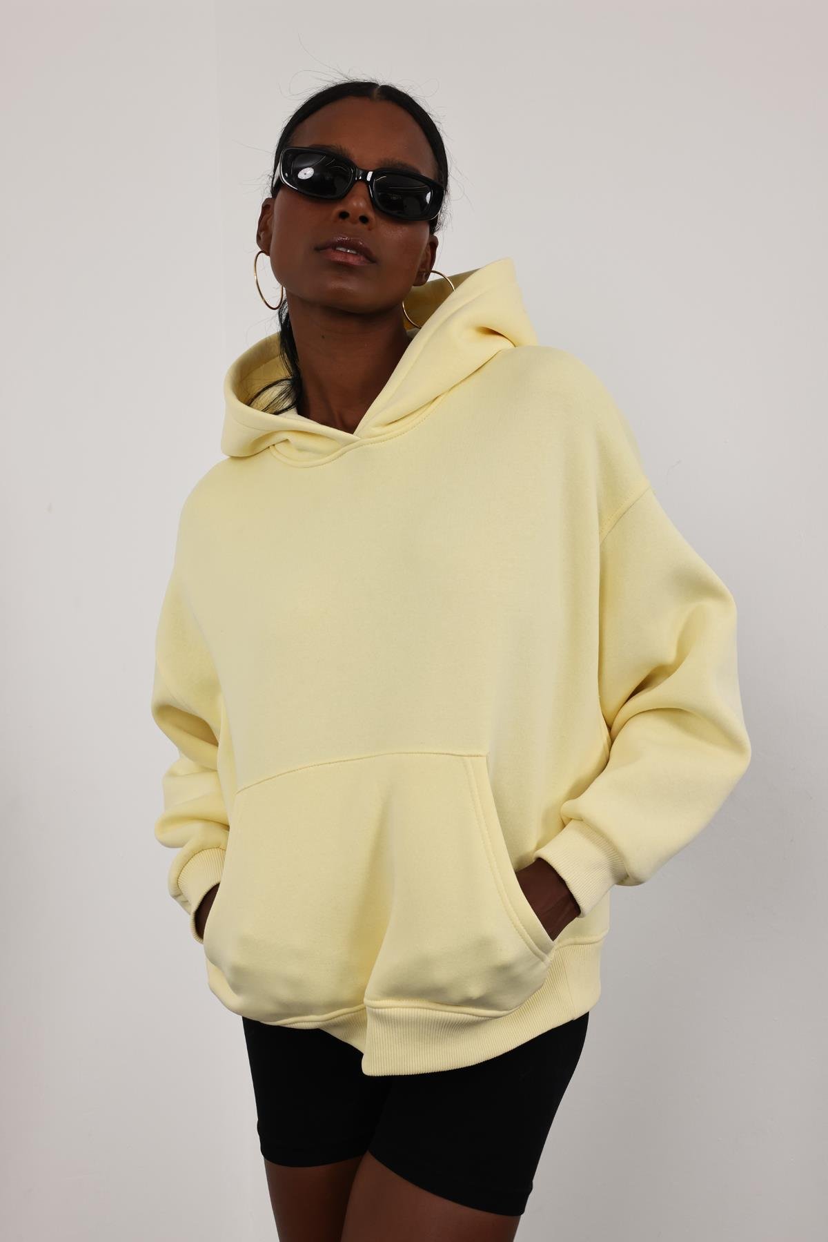 Sarı Şardonlu Oversize Sweatshirt 10801