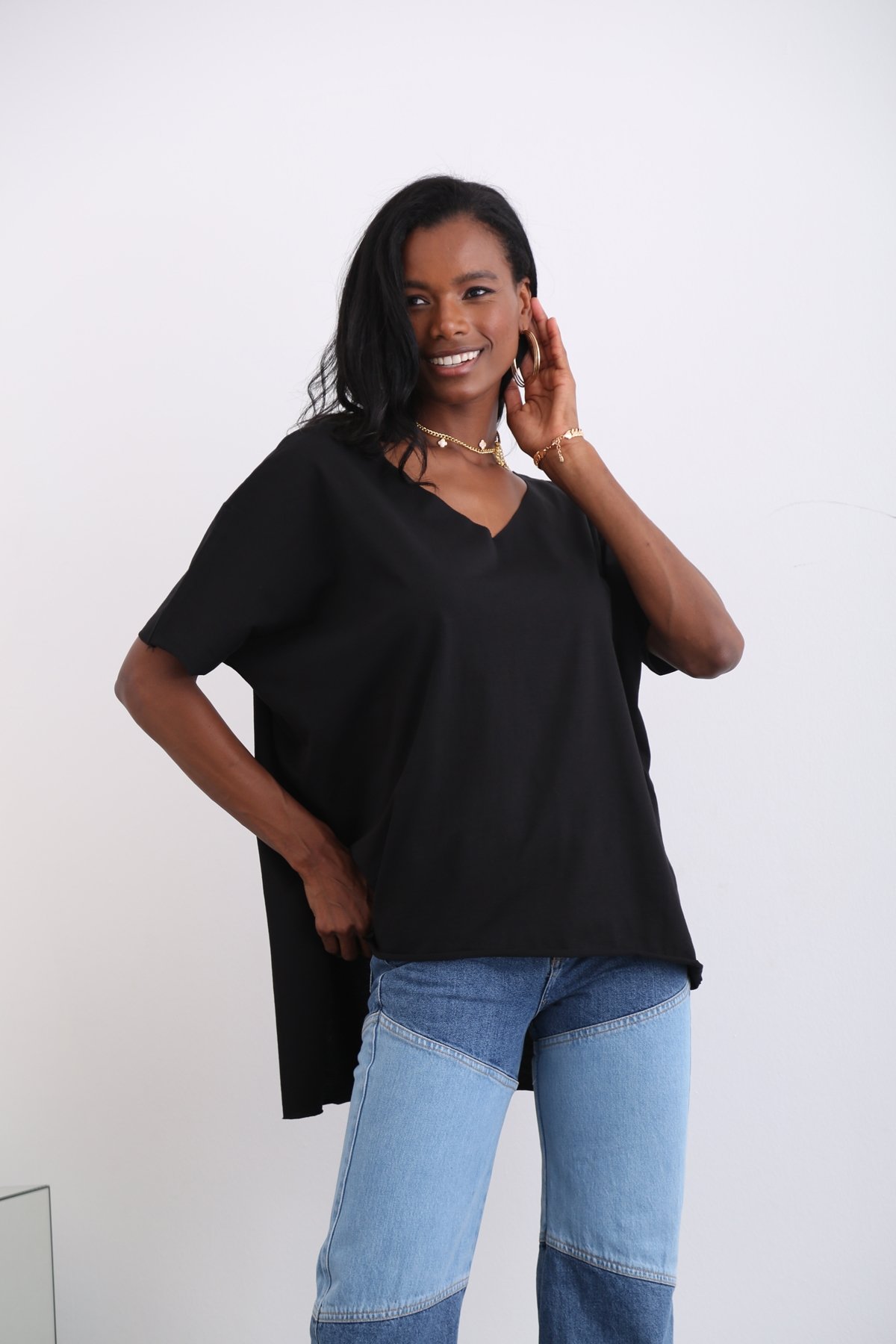 Siyah Arkası Uzun Oversize Tshirt 2203