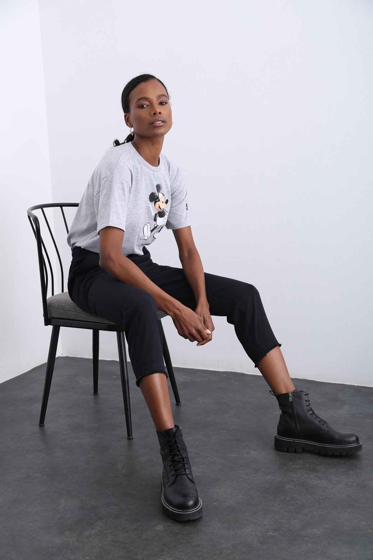 Siyah Beli Lastikli Gabardin Pantolon 1289