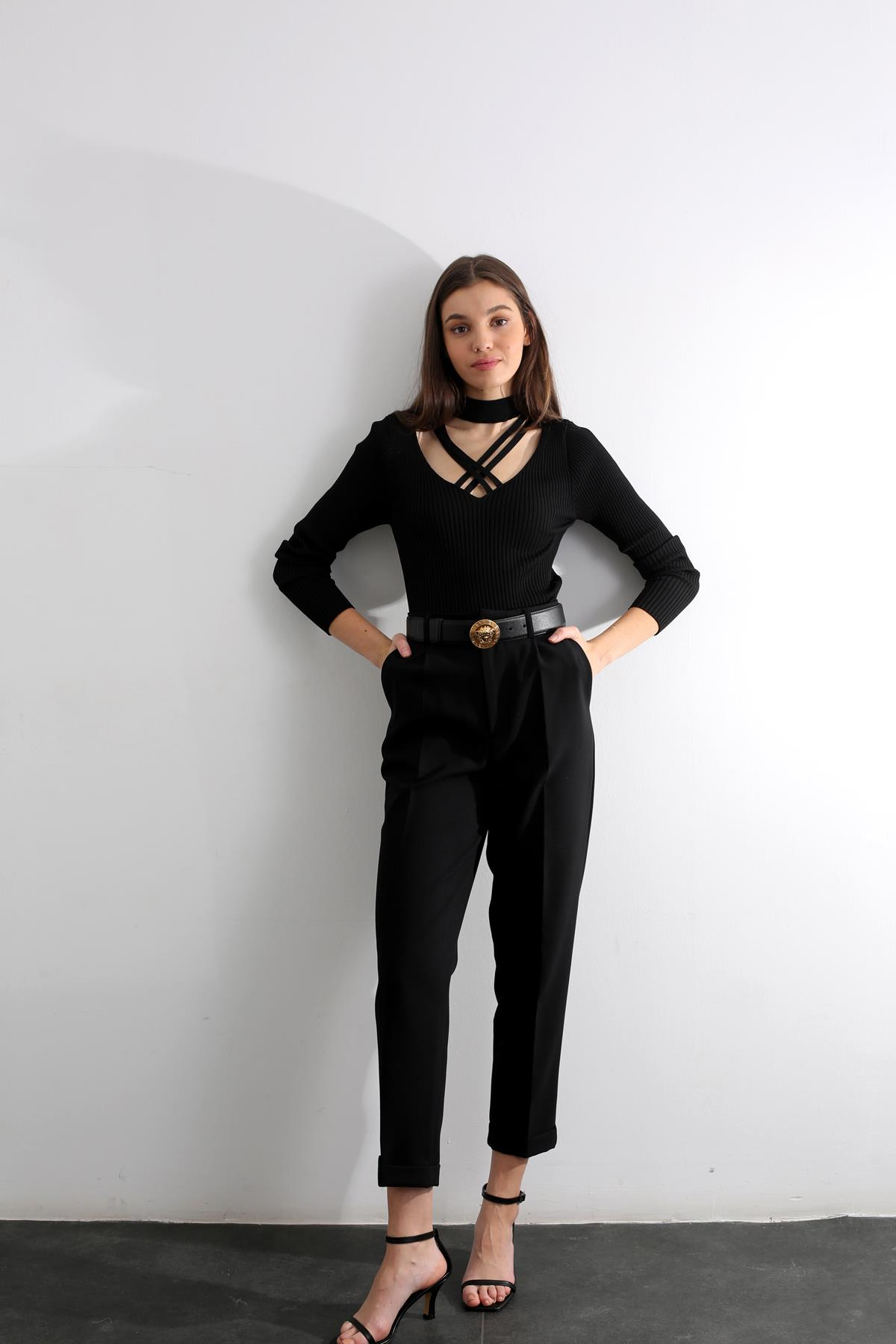 Siyah Duble Paça Pantolon 4696