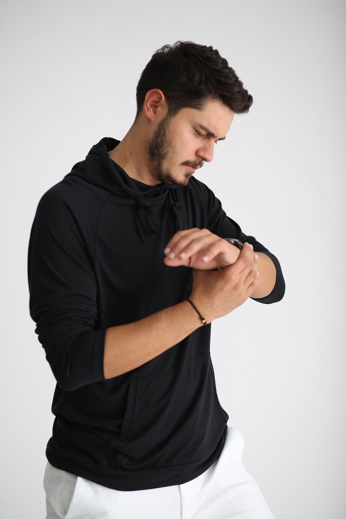 Siyah Erkek Penye Sweatshirt 