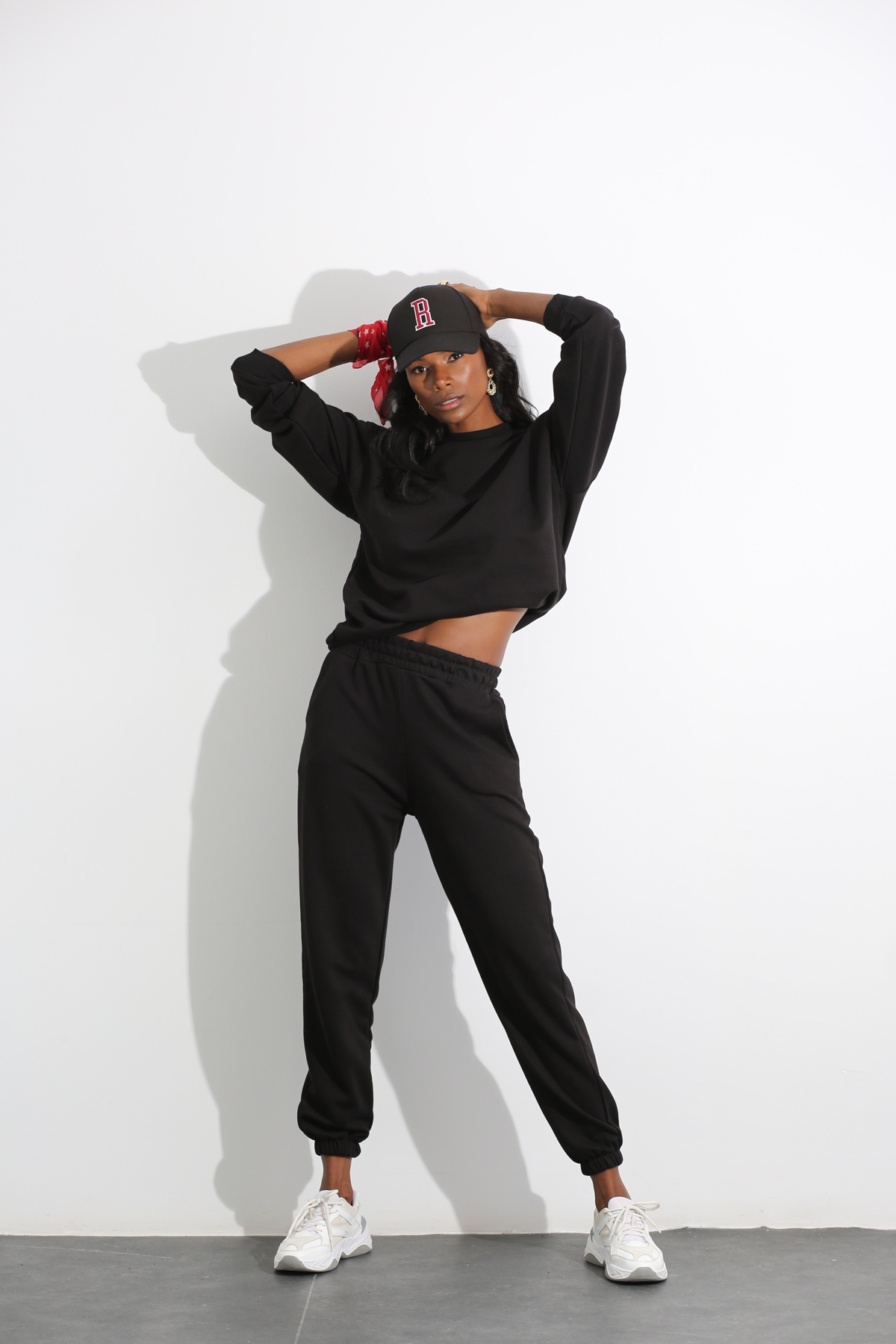 Siyah Oversize Sweat Takım 3818