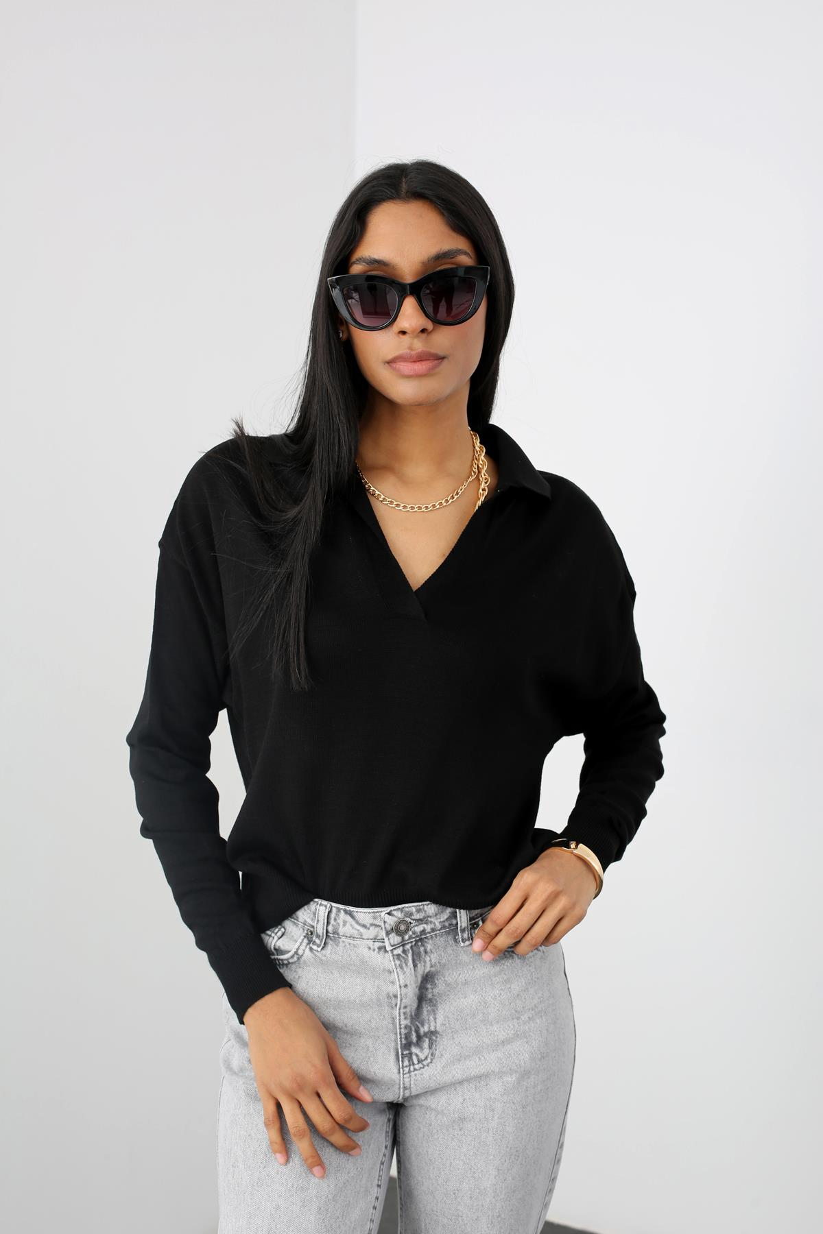 Siyah Polo Yaka Triko 210239