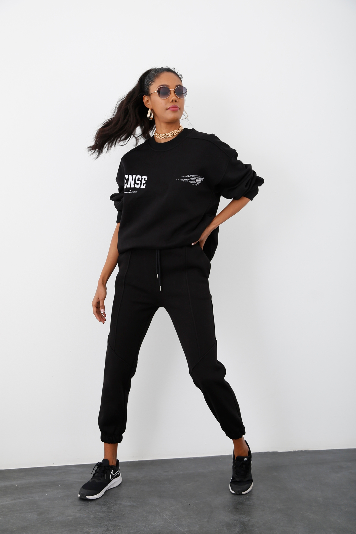 Siyah Şardonlu Jogger Eşofman 242