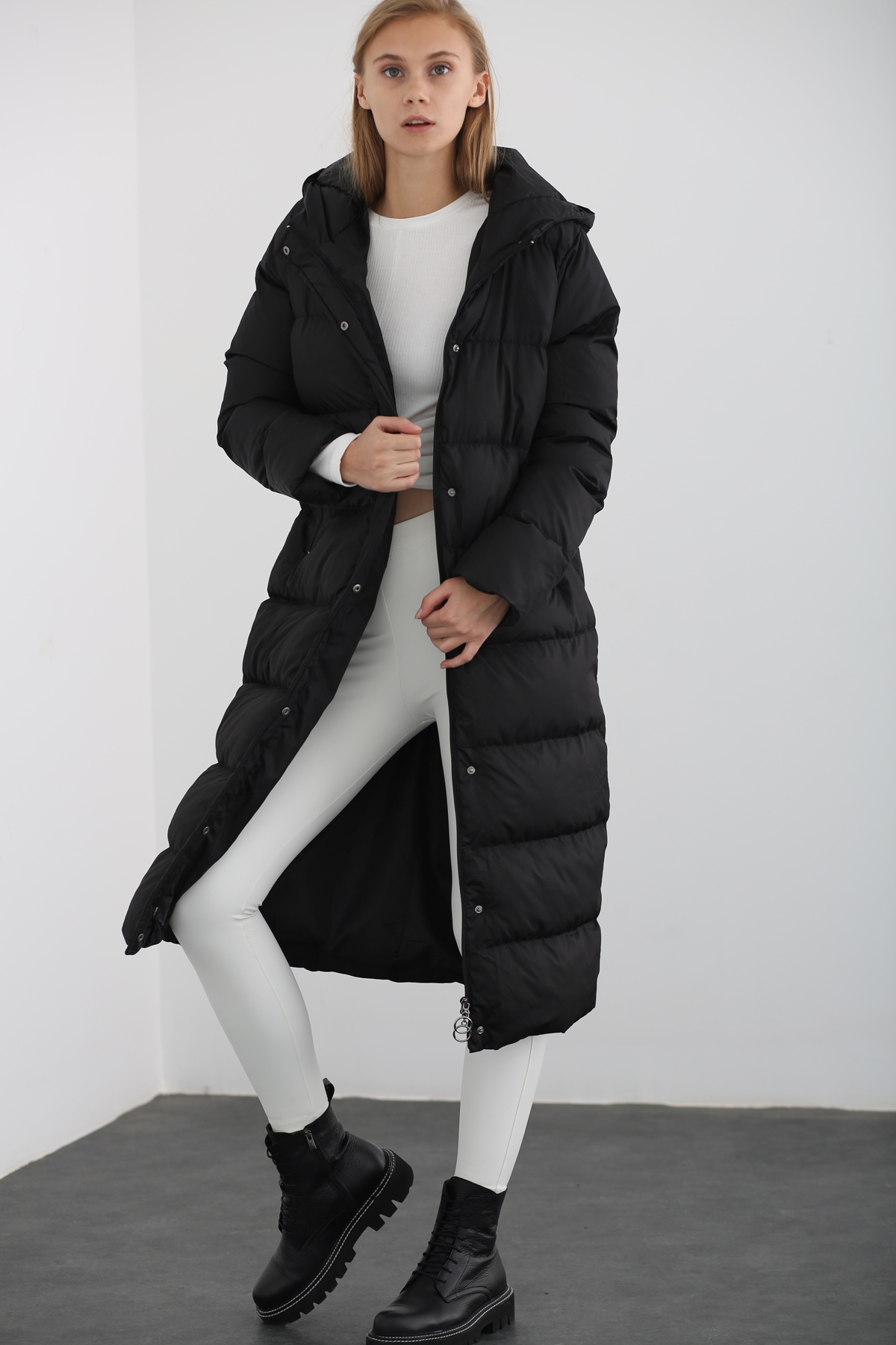 Siyah Şişme Maxi Kaban D89503