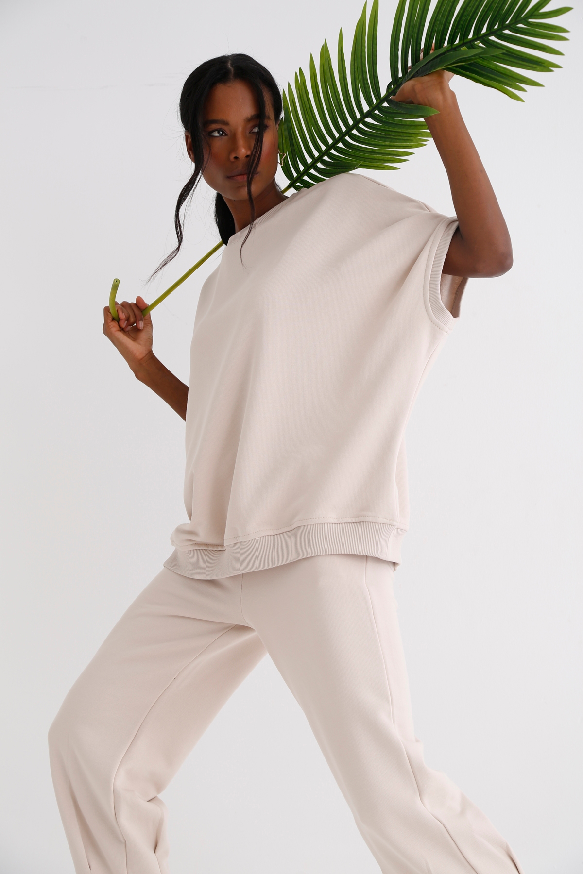Taş Oversize Kolsuz Sweatshirt 0021