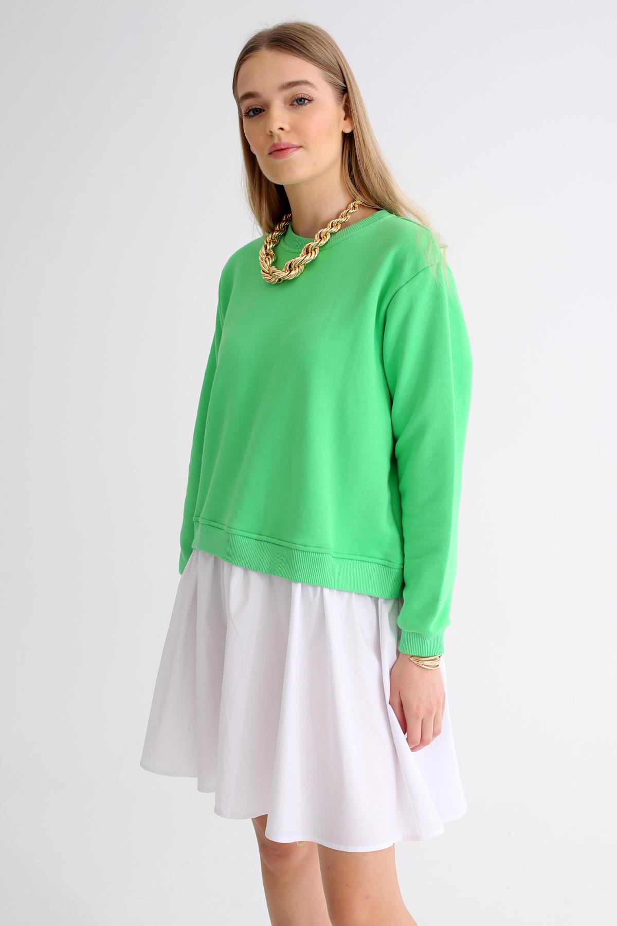 Yeşil Sweatshirt Elbise 0046