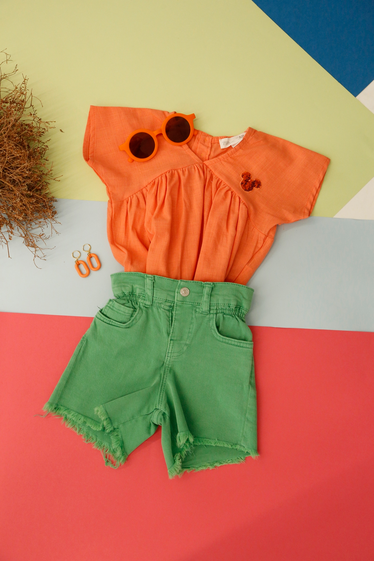 Yeşil Unisex Yumuşak Jean Şort 538