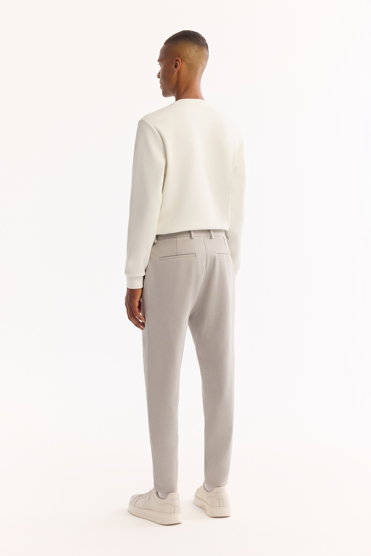 Light Grey Classic Waist Cotton Pants