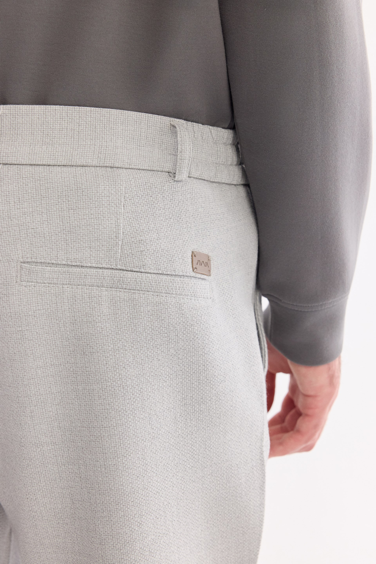 Açık Gri Yanı Lastikli Gofreli Relaxed Fit Chino Şort
