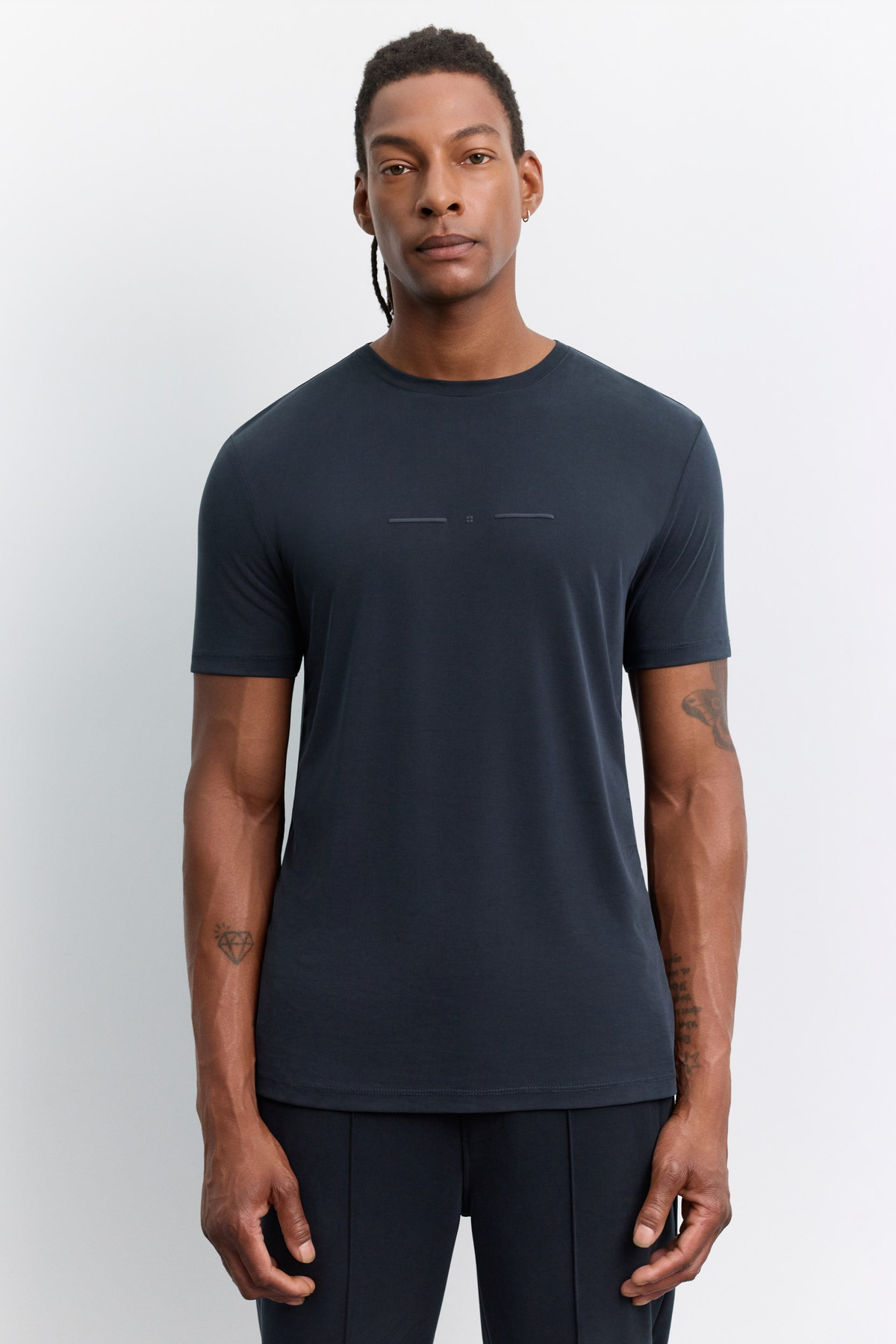 Antrasit Bisiklet Yaka Baskılı Soft Touch T-Shirt