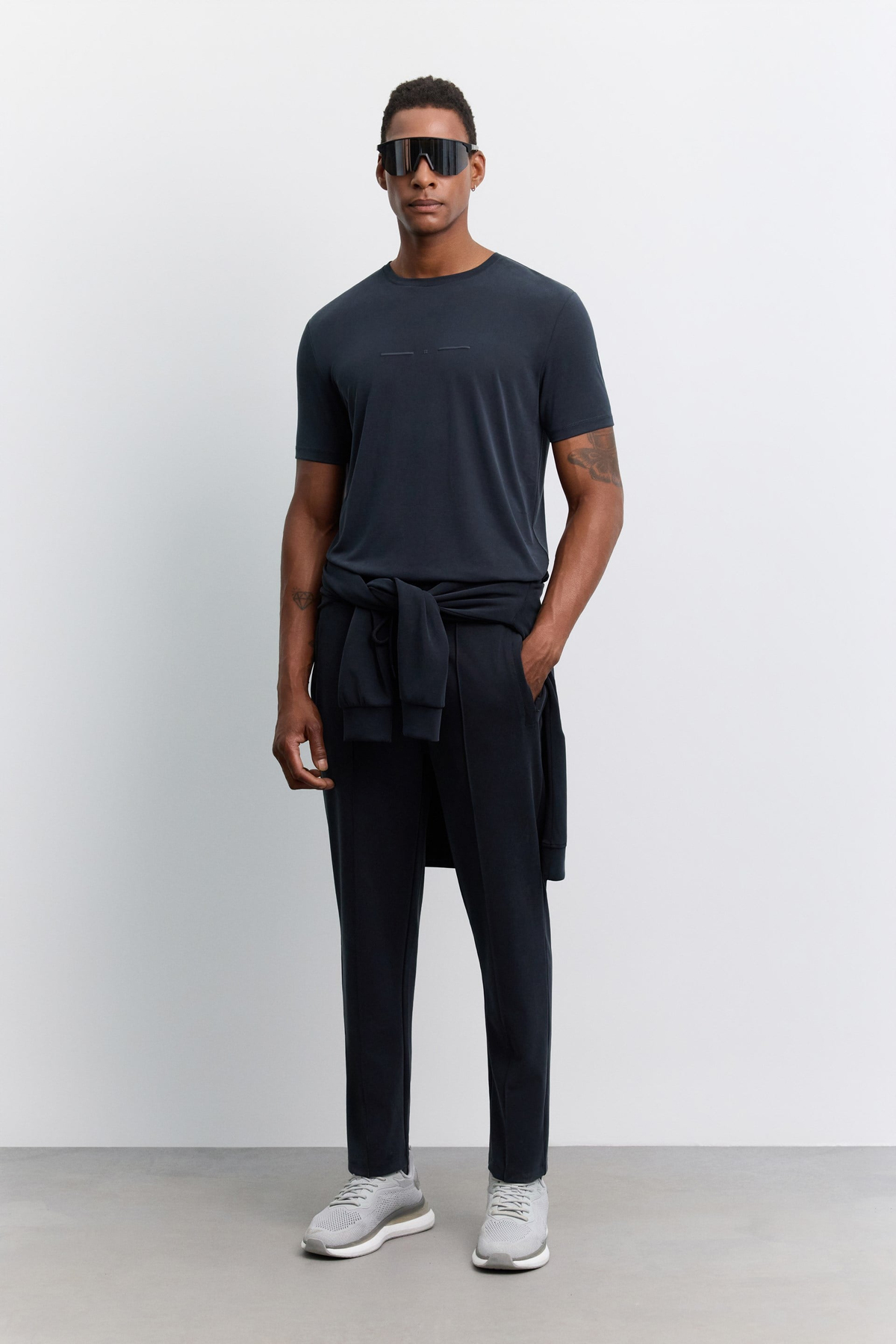 Antrasit Bisiklet Yaka Baskılı Soft Touch T-Shirt