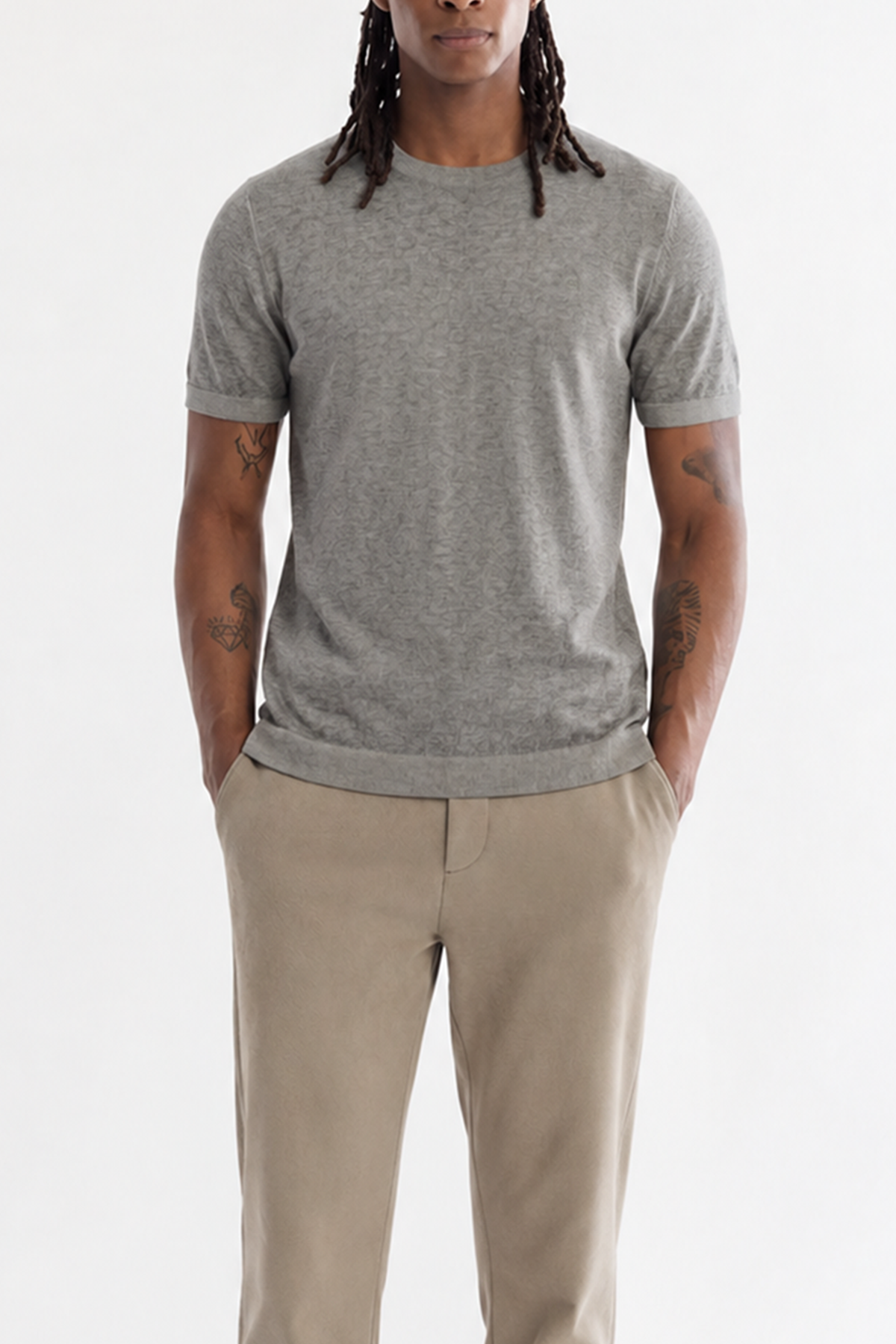 Antrasit Bisiklet Yaka Triko T-Shirt 