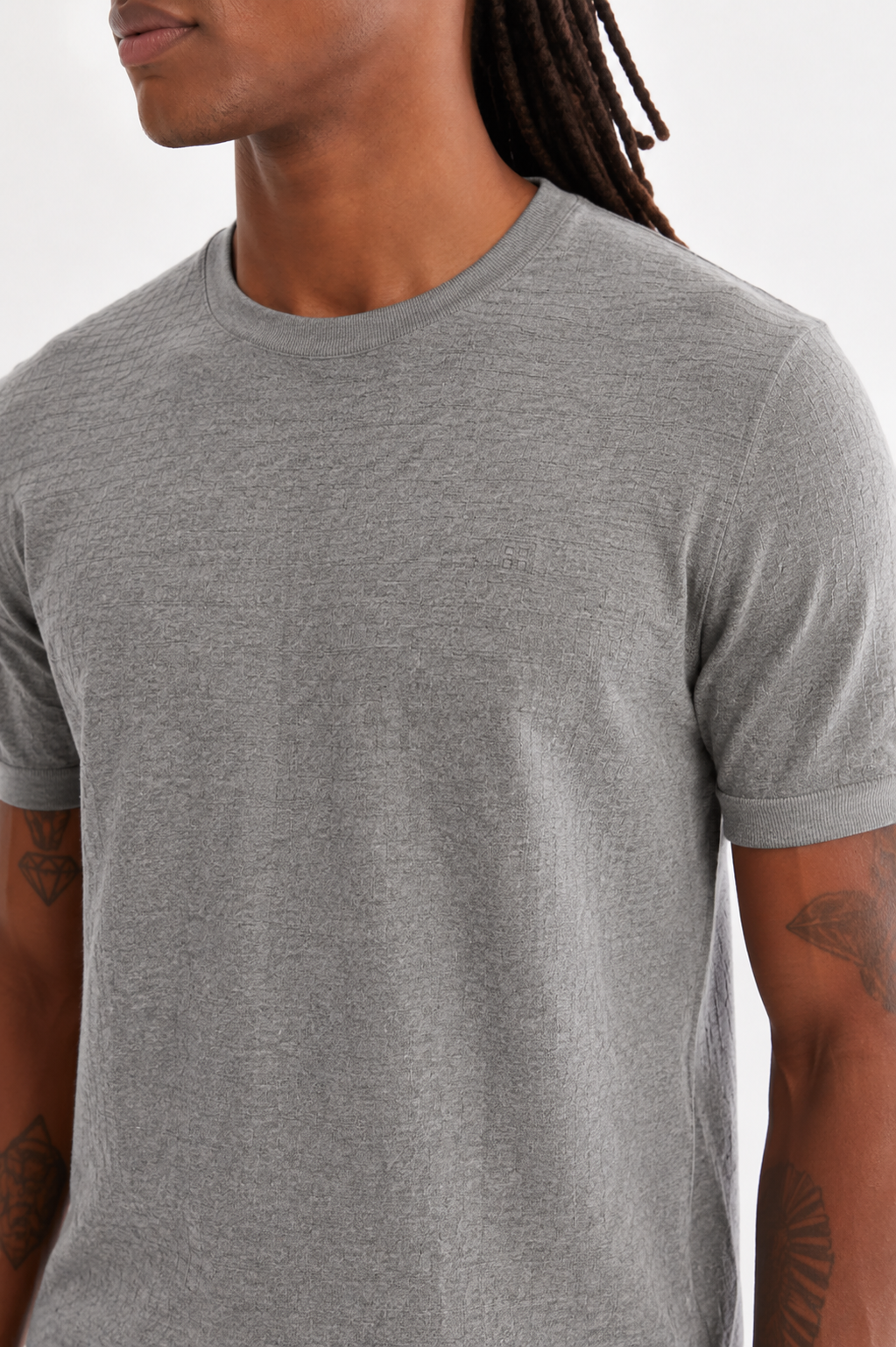Antrasit Bisiklet Yaka Triko T-Shirt 
