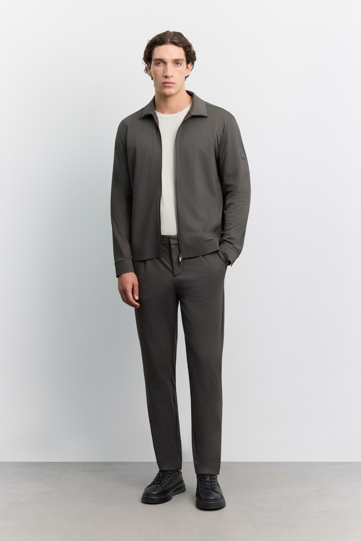 Antrasit Yanı Lastik Görünümlü Teknik Slim Fit Pantolon