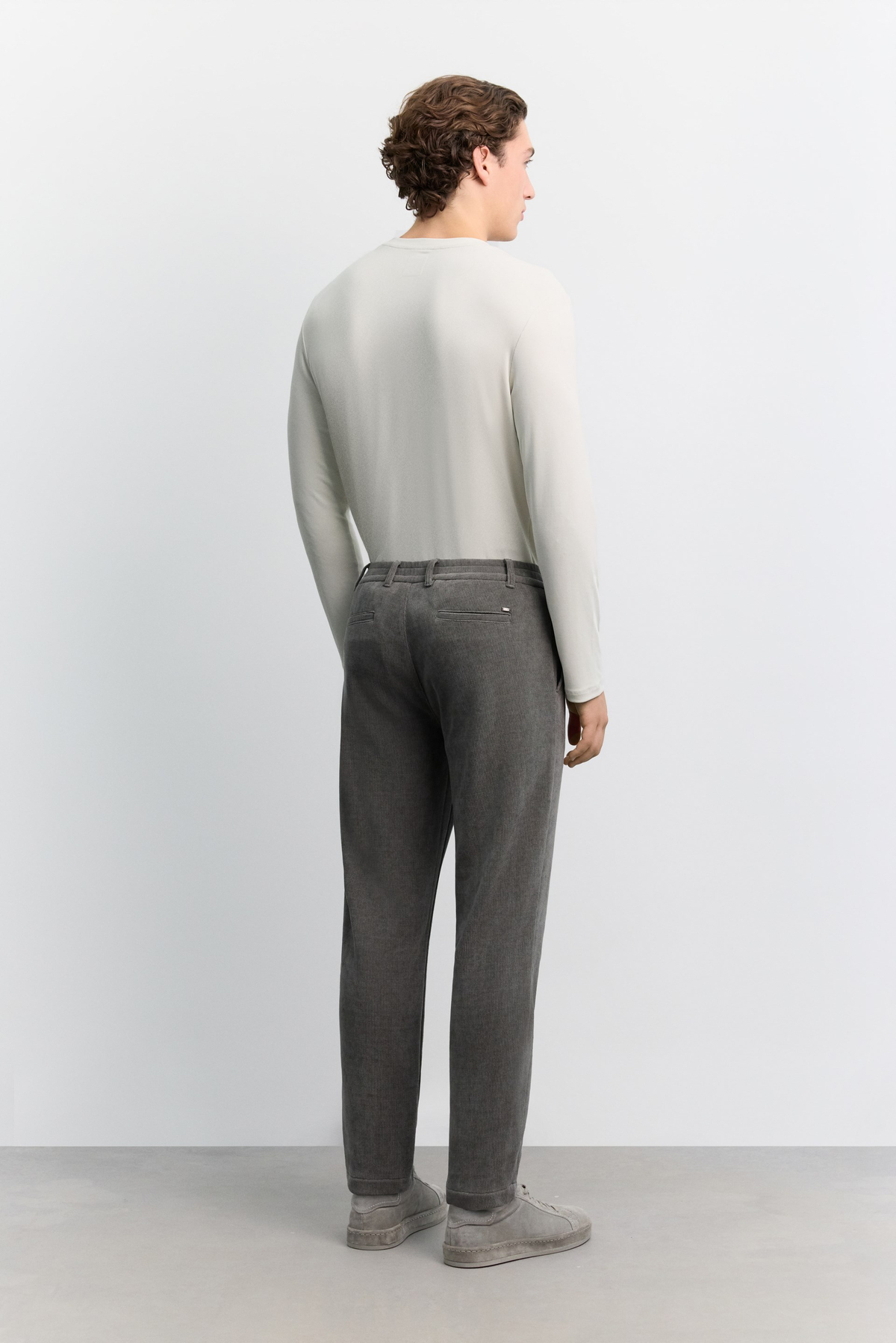 Antrasit Yanı Lastikli Kadife Fitilli Relaxed Fit Pantolon