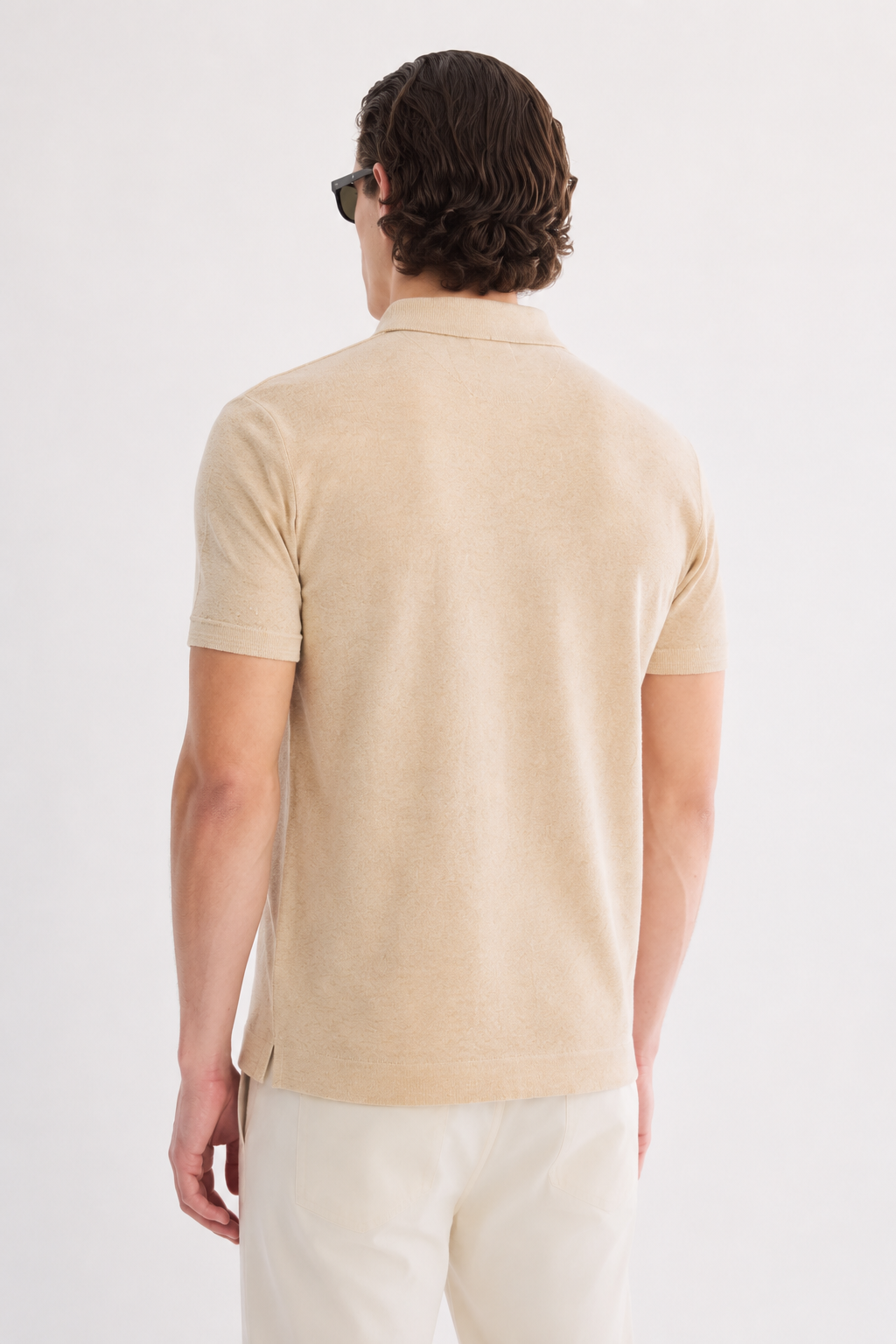 Bej 3 Düğmeli Polo Yaka Triko T-Shirt