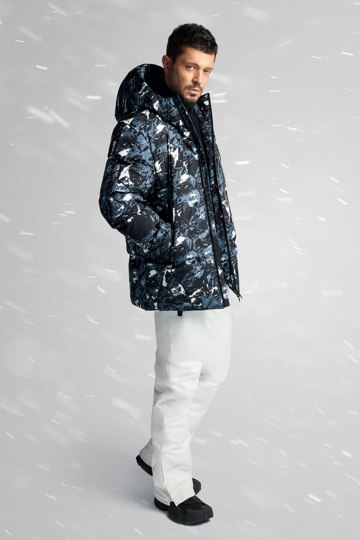 White Snap Waist Water-Repellent Windproof Ski Pants