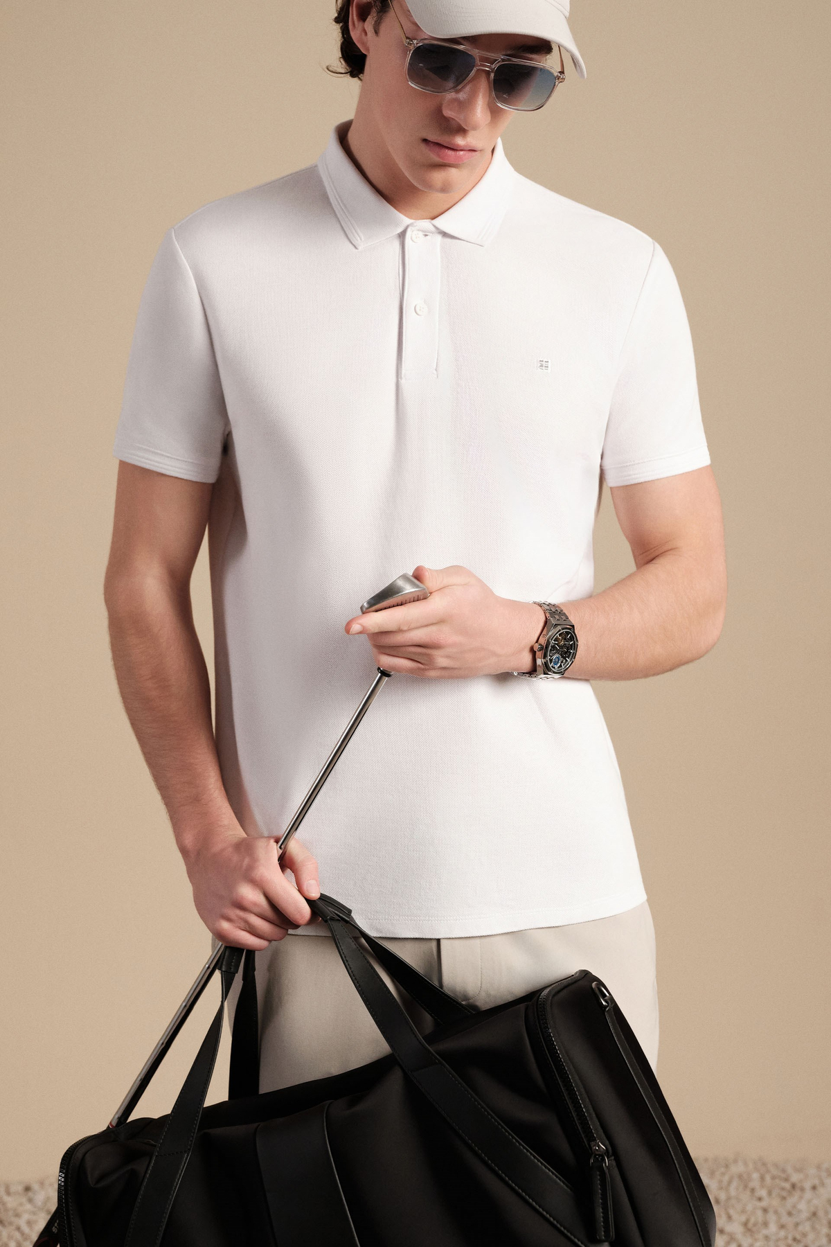 Beyaz Kıvrılmaz Polo Yaka %100 Pamuk Basic T-Shirt