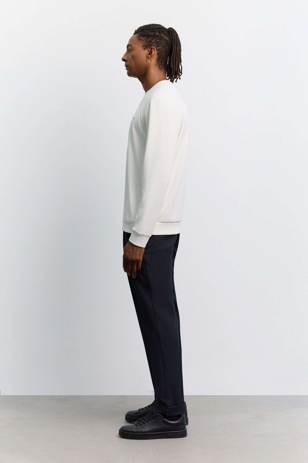 Ekru Bisiklet Yaka Modal Karışımlı Soft Touch Sweatshirt