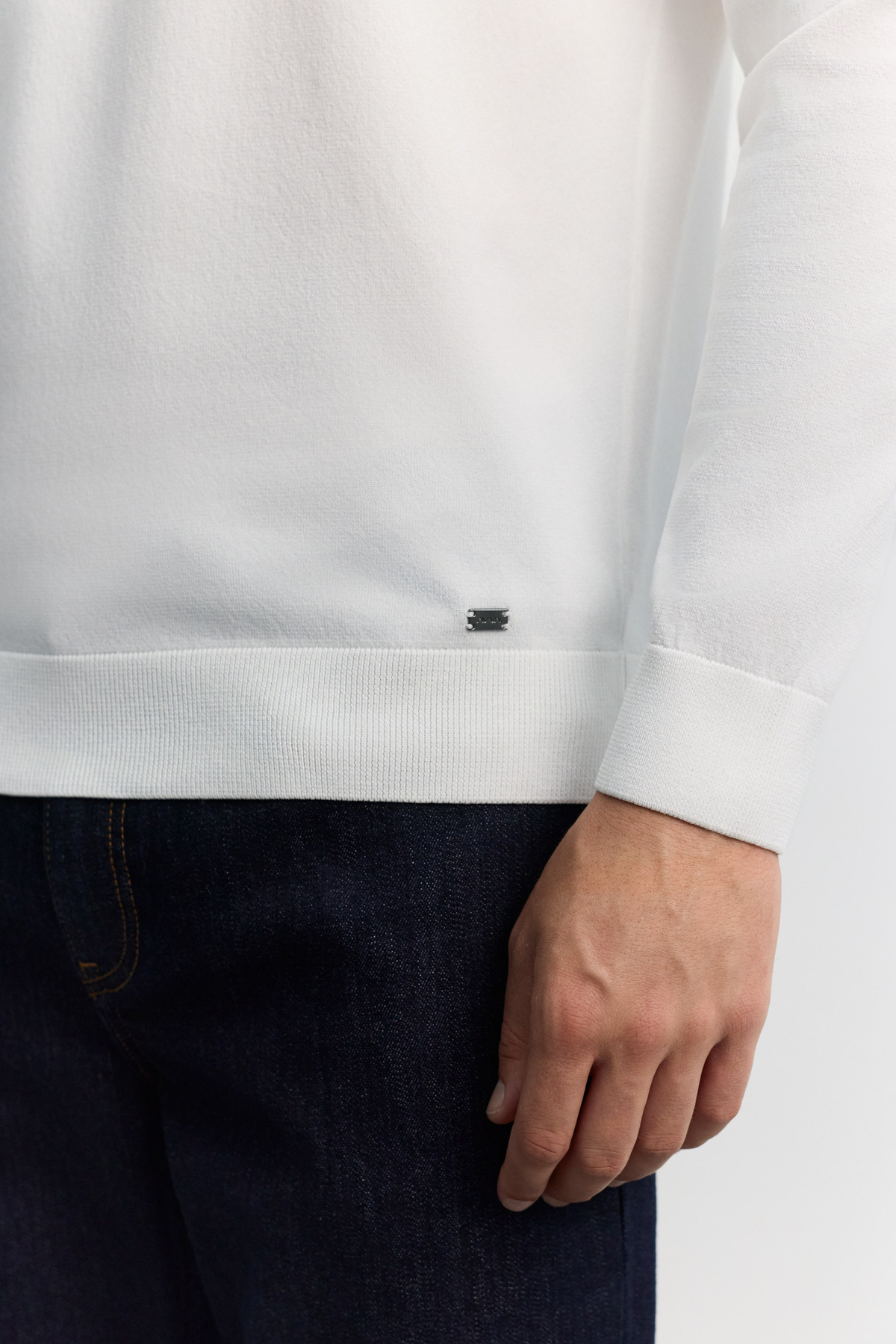 Ekru Polo Yaka Fermuarlı Rayon Tüylenmeyen Basic Triko Kazak