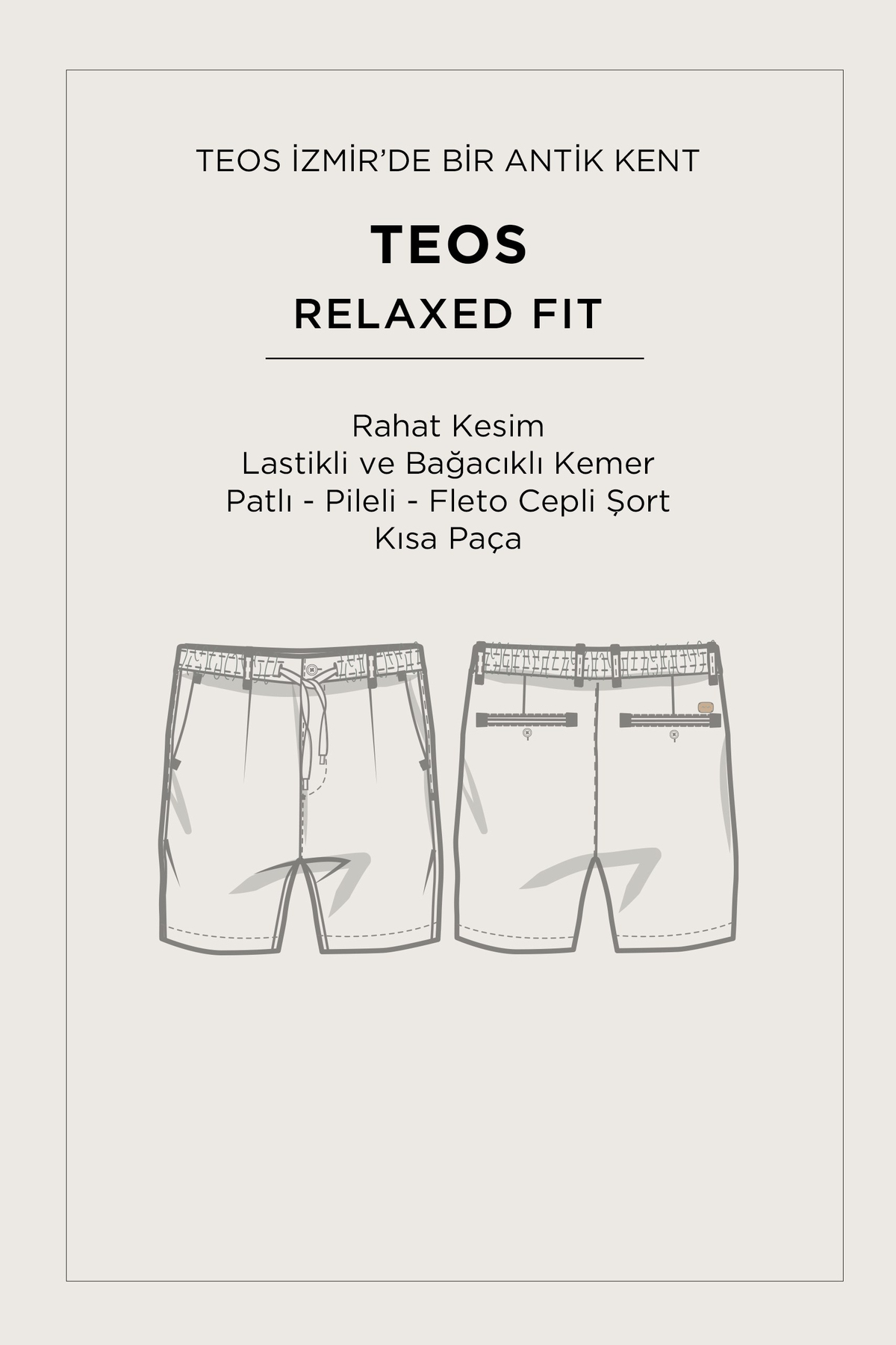 Gri Beli Lastikli Keten Karışımlı Şort