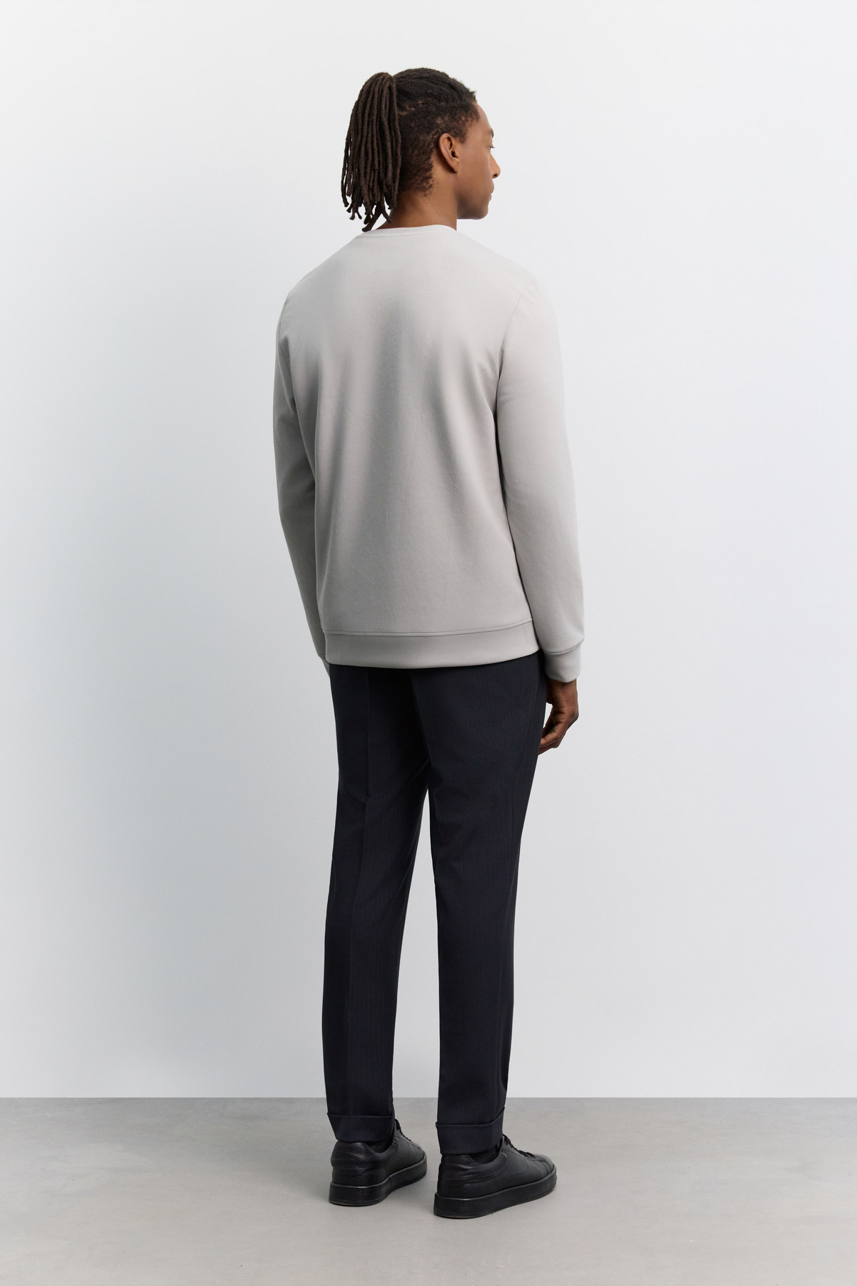 Gri Bisiklet Yaka Enjeksiyon Baskılı  İnterlok  Sweatshirt