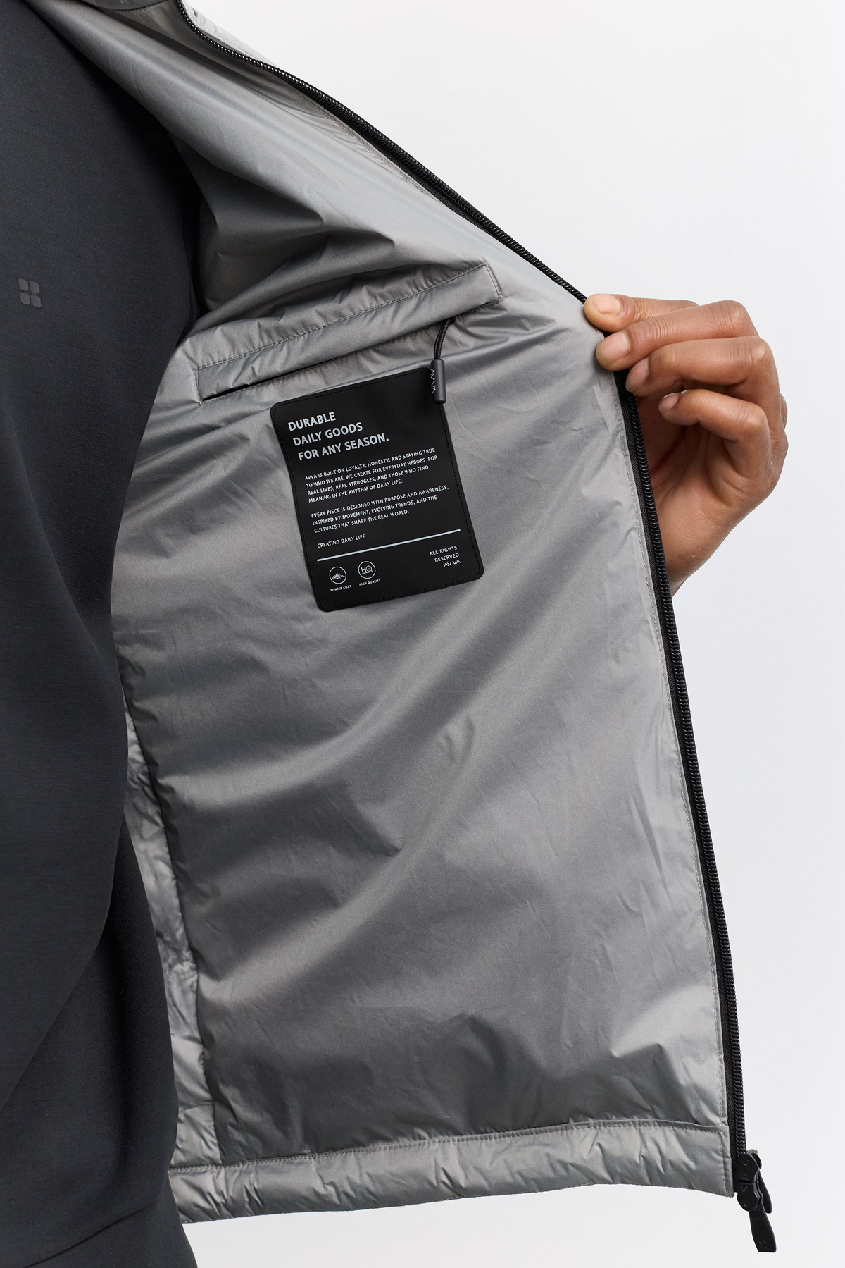 Gri Dik Yaka Hafif Su İtici Rüzgar Geçirmez Şişme Mont