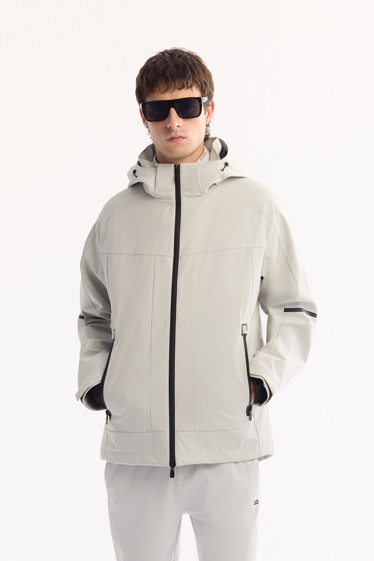 Grey Hooded Water Repellent Windproof Lightweight Jacket