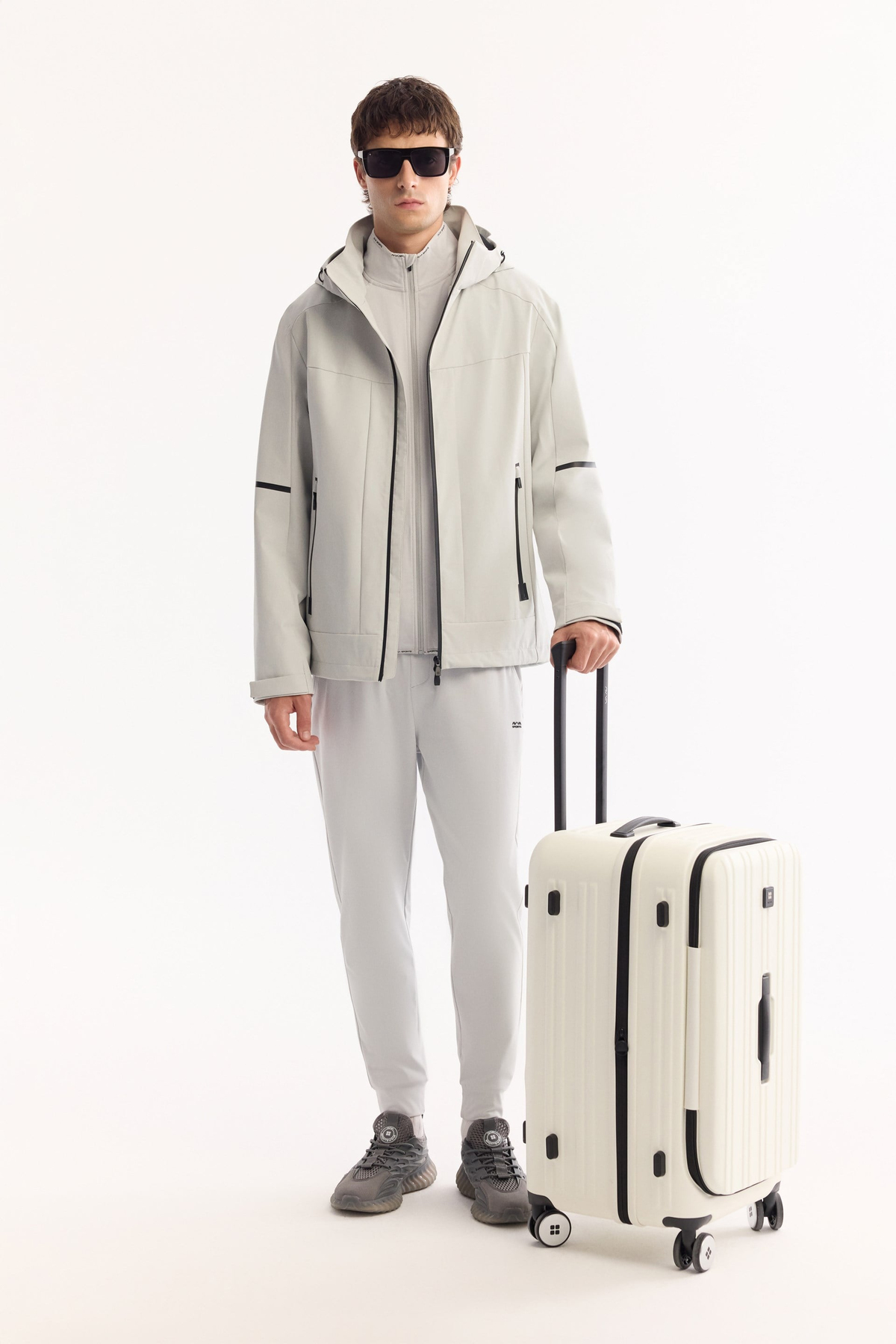 Grey Hooded Water Repellent Windproof Lightweight Jacket