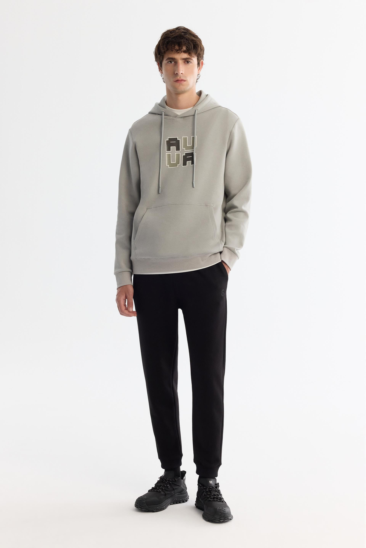 Gri Kapüşonlu Sweatshirt