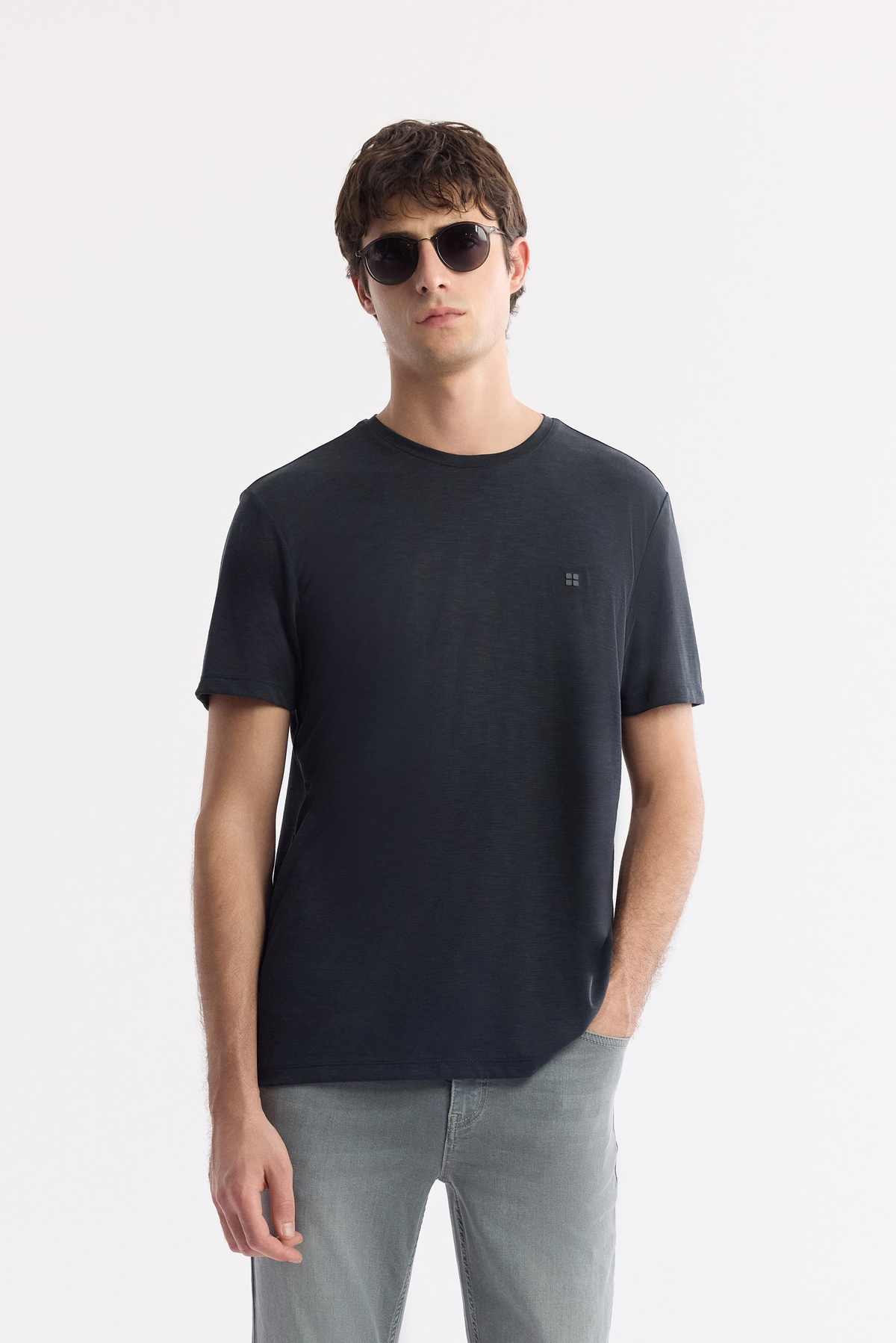 Grey Distressed Washed Cotton Elastane Jeans