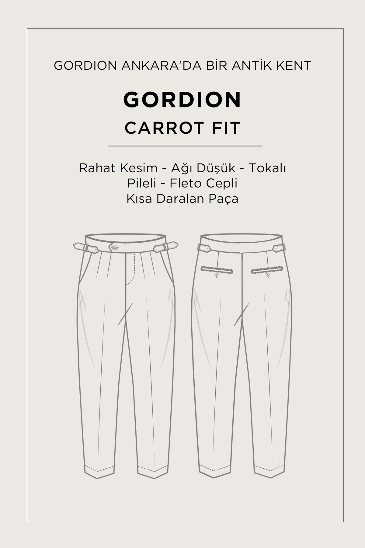 Gri Klasilk Bel Pileli Apolet Detaylı Pantolon