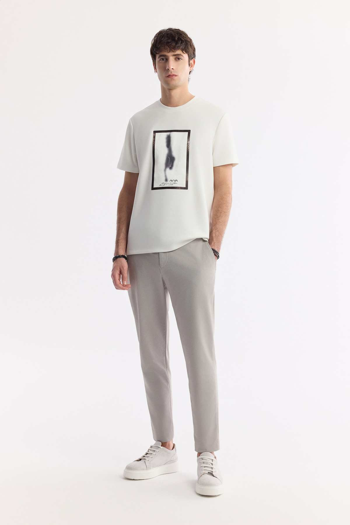 Gri Yandan Cepli Beli Lastikli Bi-Stretch Pantolon