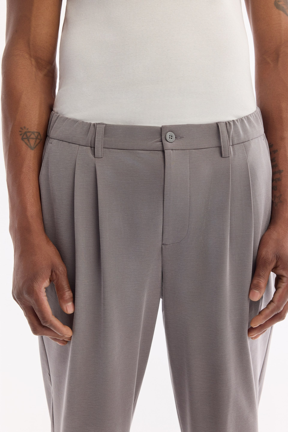 Grey Elastic Side Soft Touch Elastane Chino Trousers