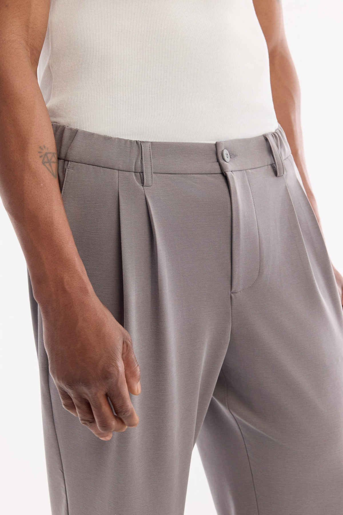 Grey Elastic Side Soft Touch Elastane Chino Trousers