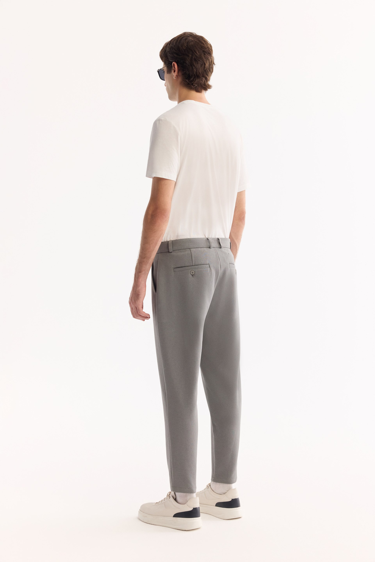 Grey-Green Classic Waist Cotton Pants
