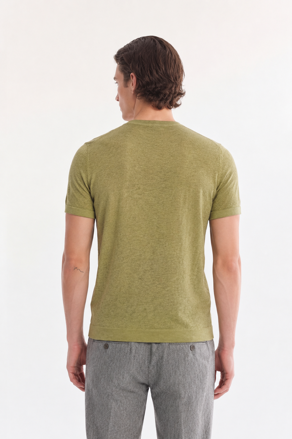 Haki Bisiklet Yaka Triko T-Shirt 