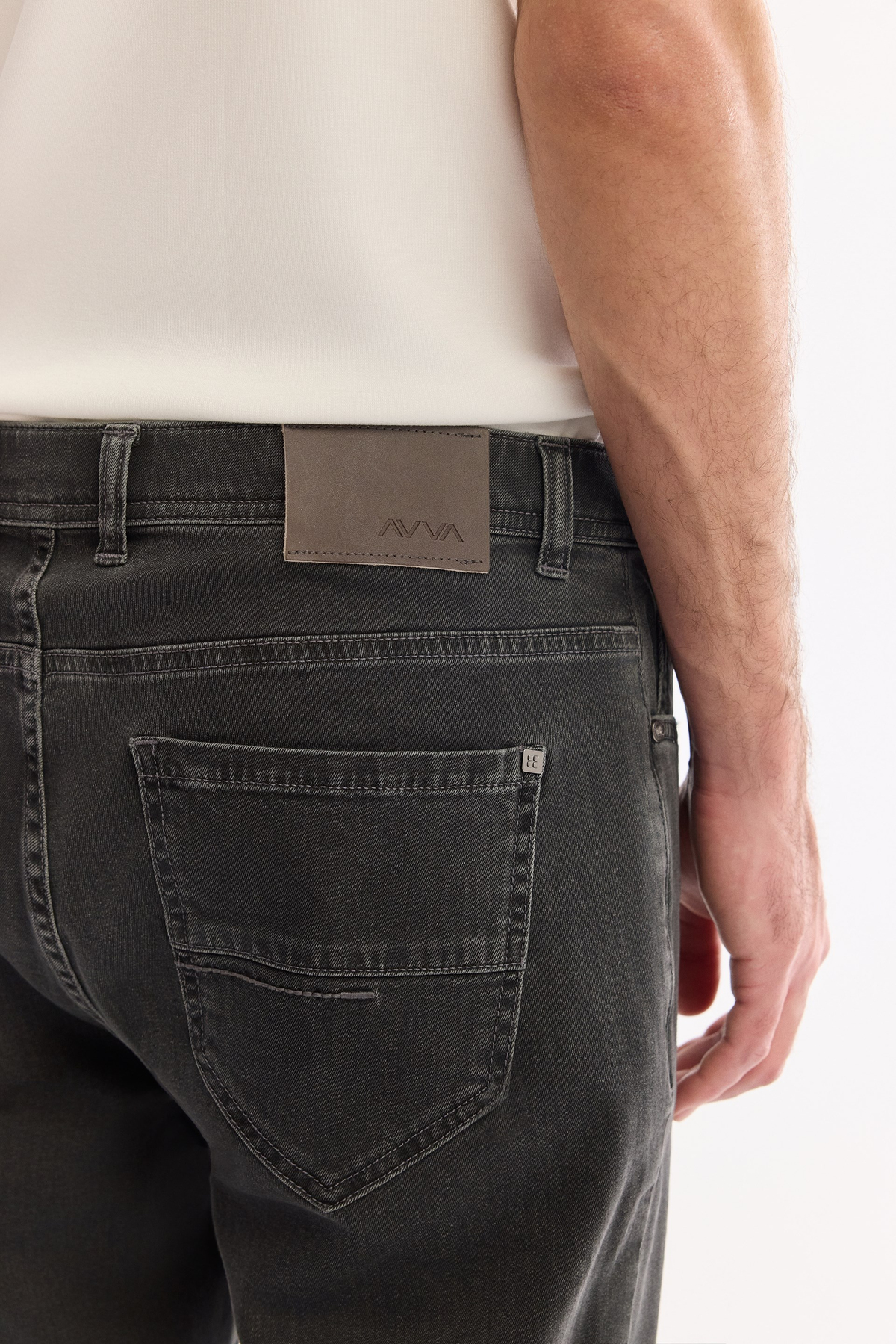 Haki Eskitme Yıkamalı Pamuklu Elastan Jean Pantolon