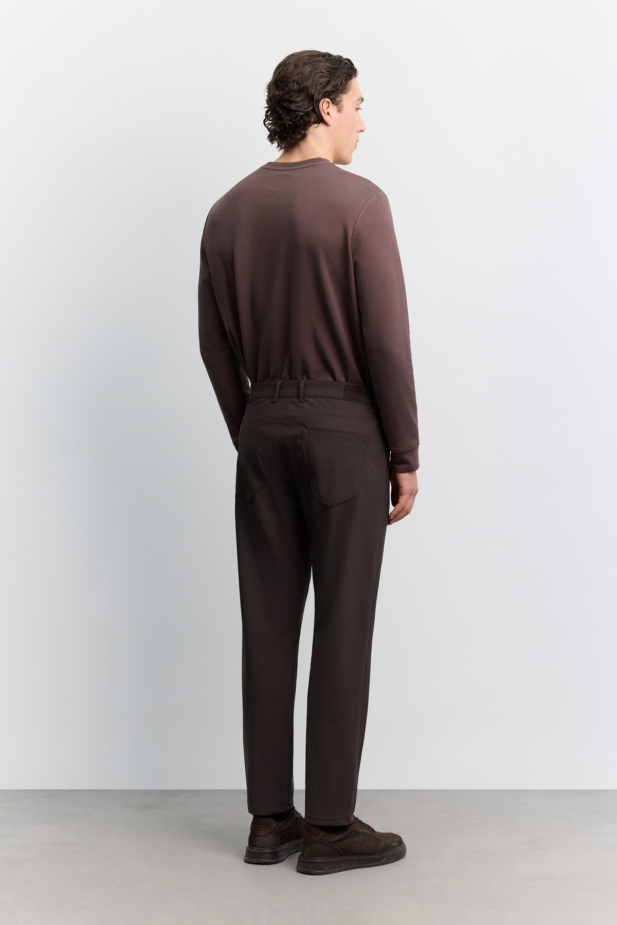 Kahve 5 Cep Teknik Comfort Slim Fit Pantolon