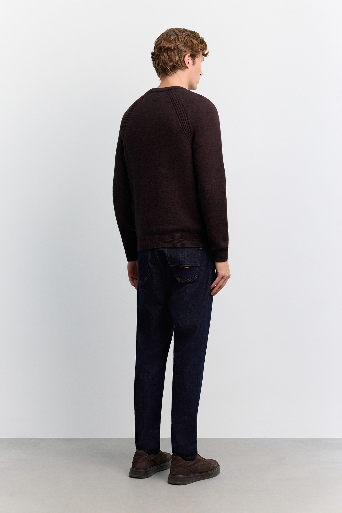 Kahve Bisiklet Yaka Reglan Kol Soft Touch Kalın Kazak